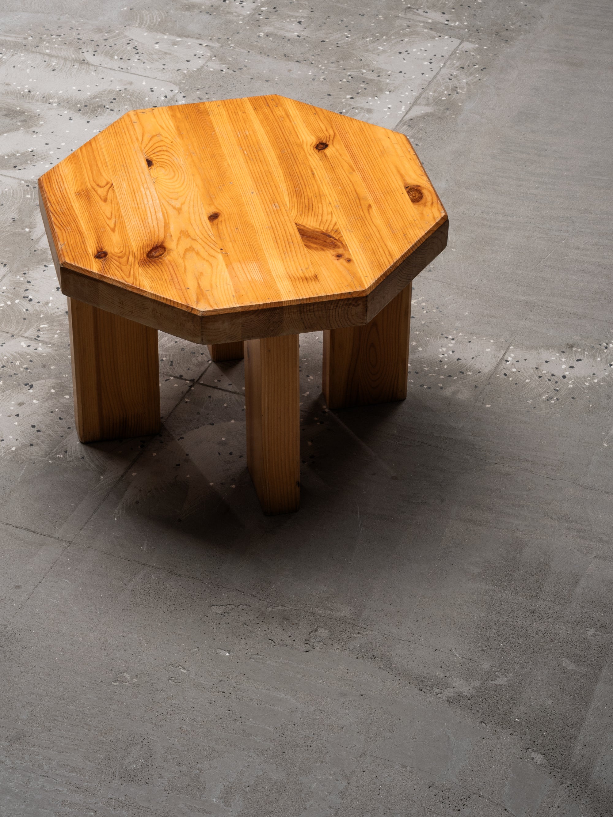 Brutalist Low Pine Stools or Side Tables, 1970s, Set of 2