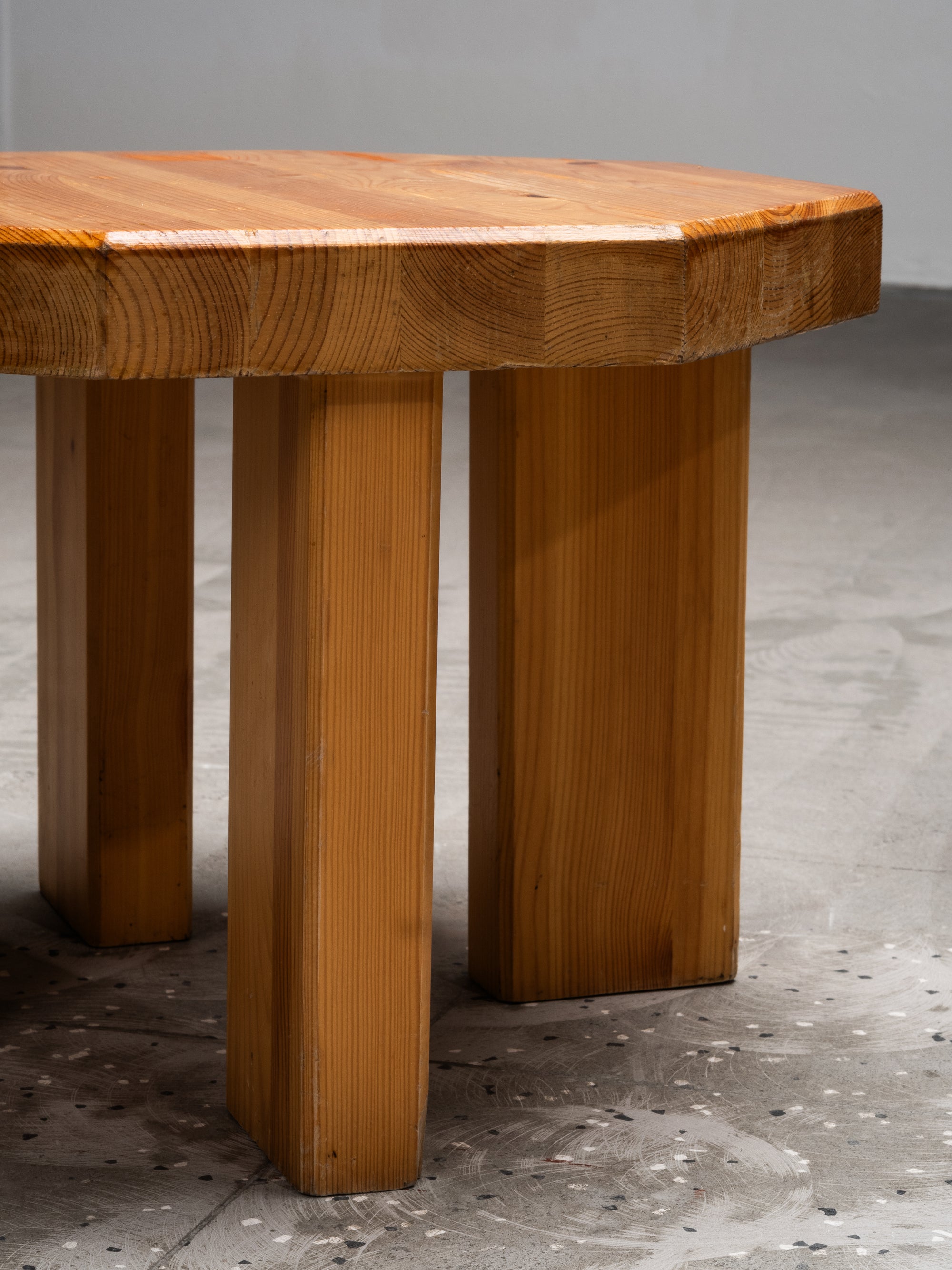 Brutalist Low Pine Stools or Side Tables, 1970s, Set of 2