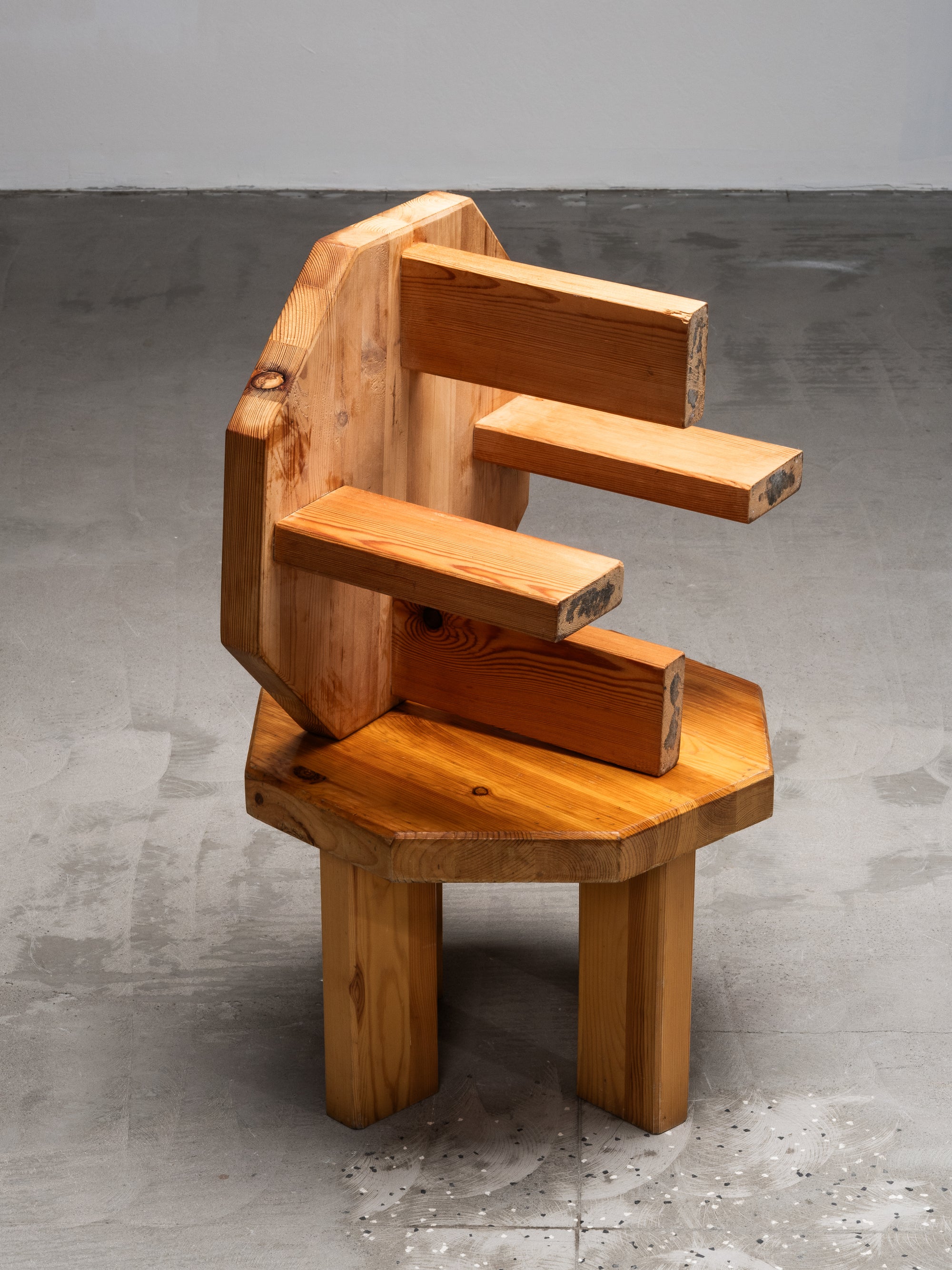 Brutalist Low Pine Stools or Side Tables, 1970s, Set of 2