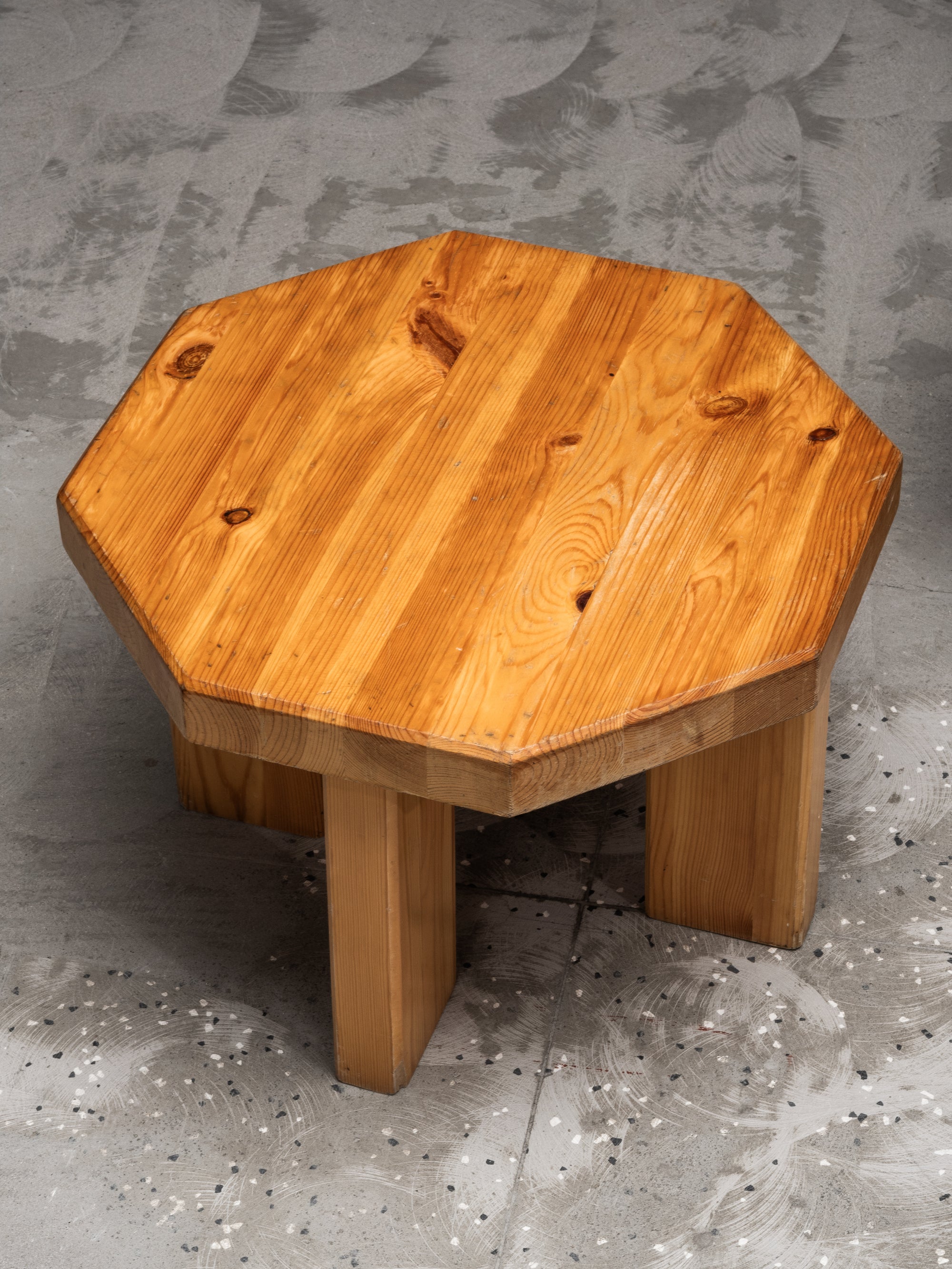 Brutalist Low Pine Stools or Side Tables, 1970s, Set of 2