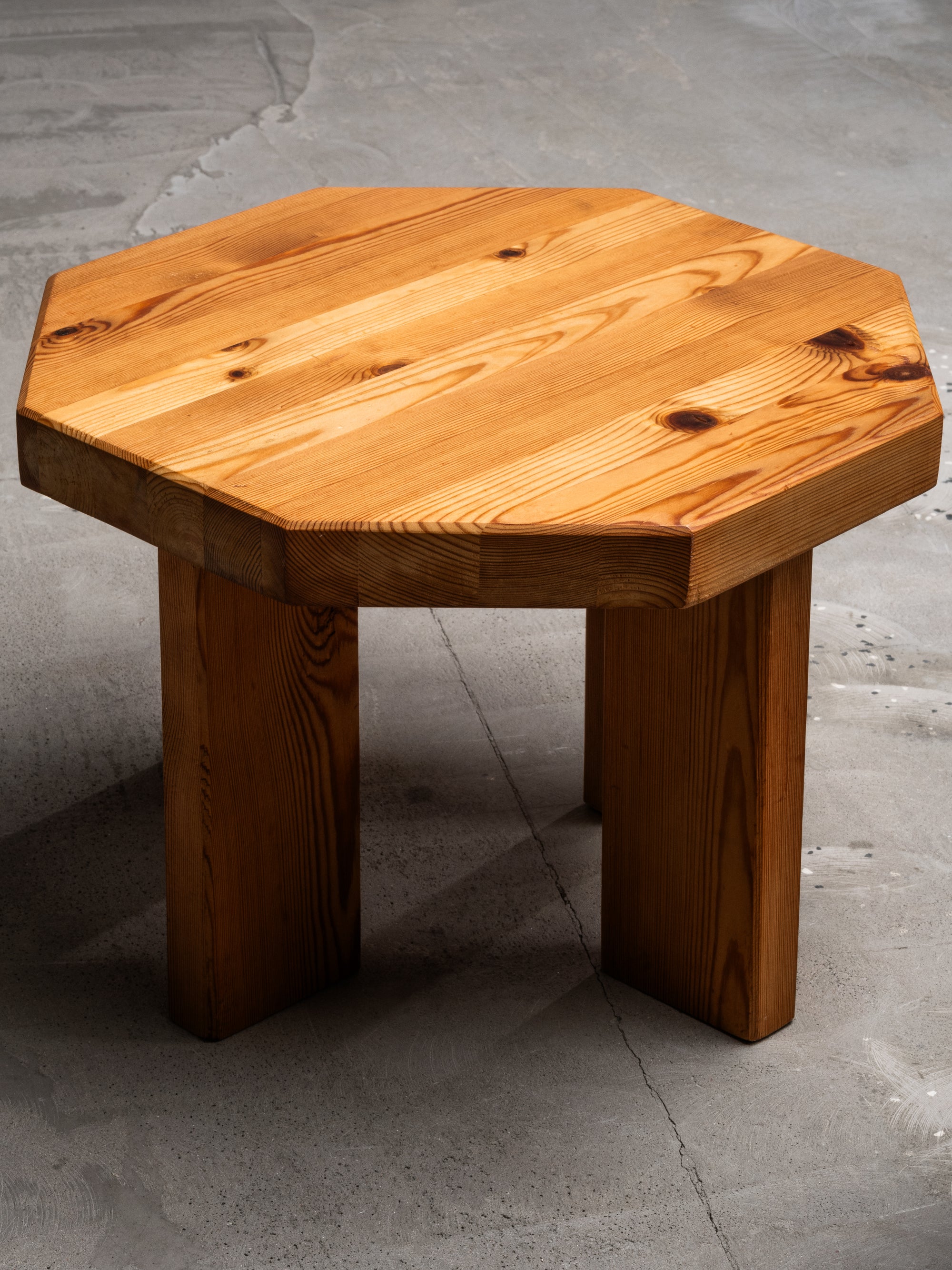 Brutalist Low Pine Stools or Side Tables, 1970s, Set of 2