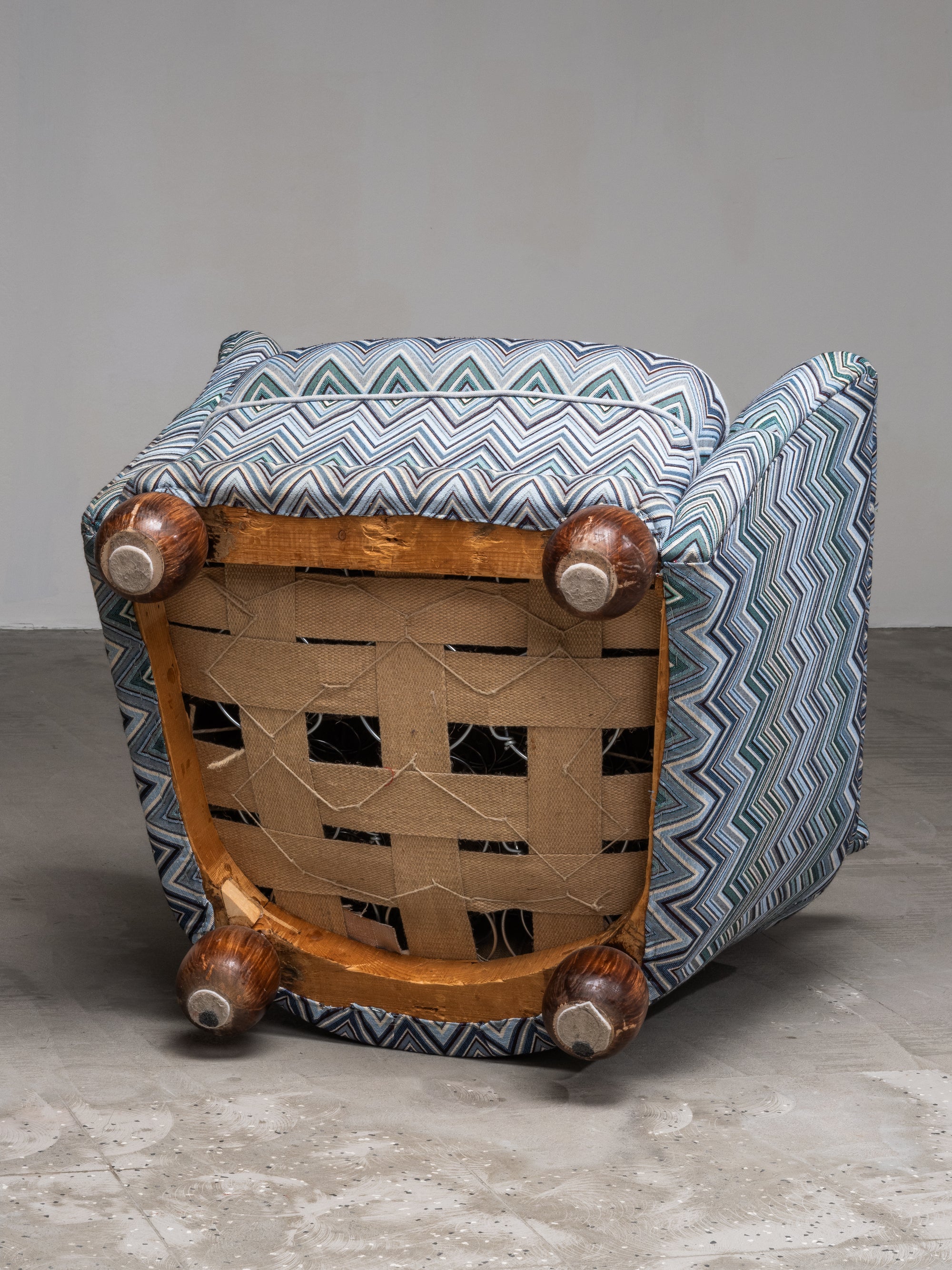 1940s Finnish Art Deco Club Chair with Chevron-Patterned Fabric