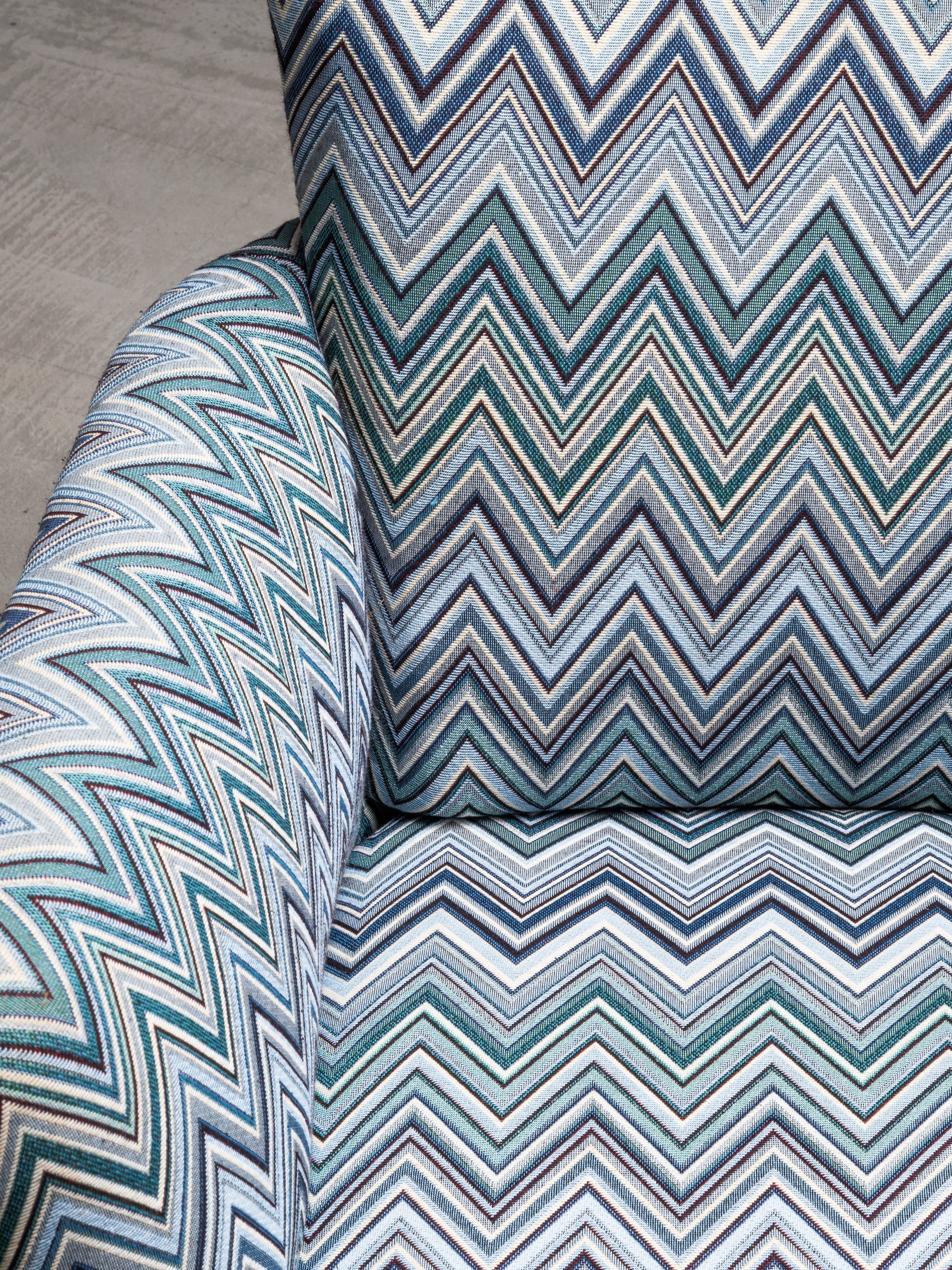 1940s Finnish Art Deco Club Chair with Chevron-Patterned Fabric