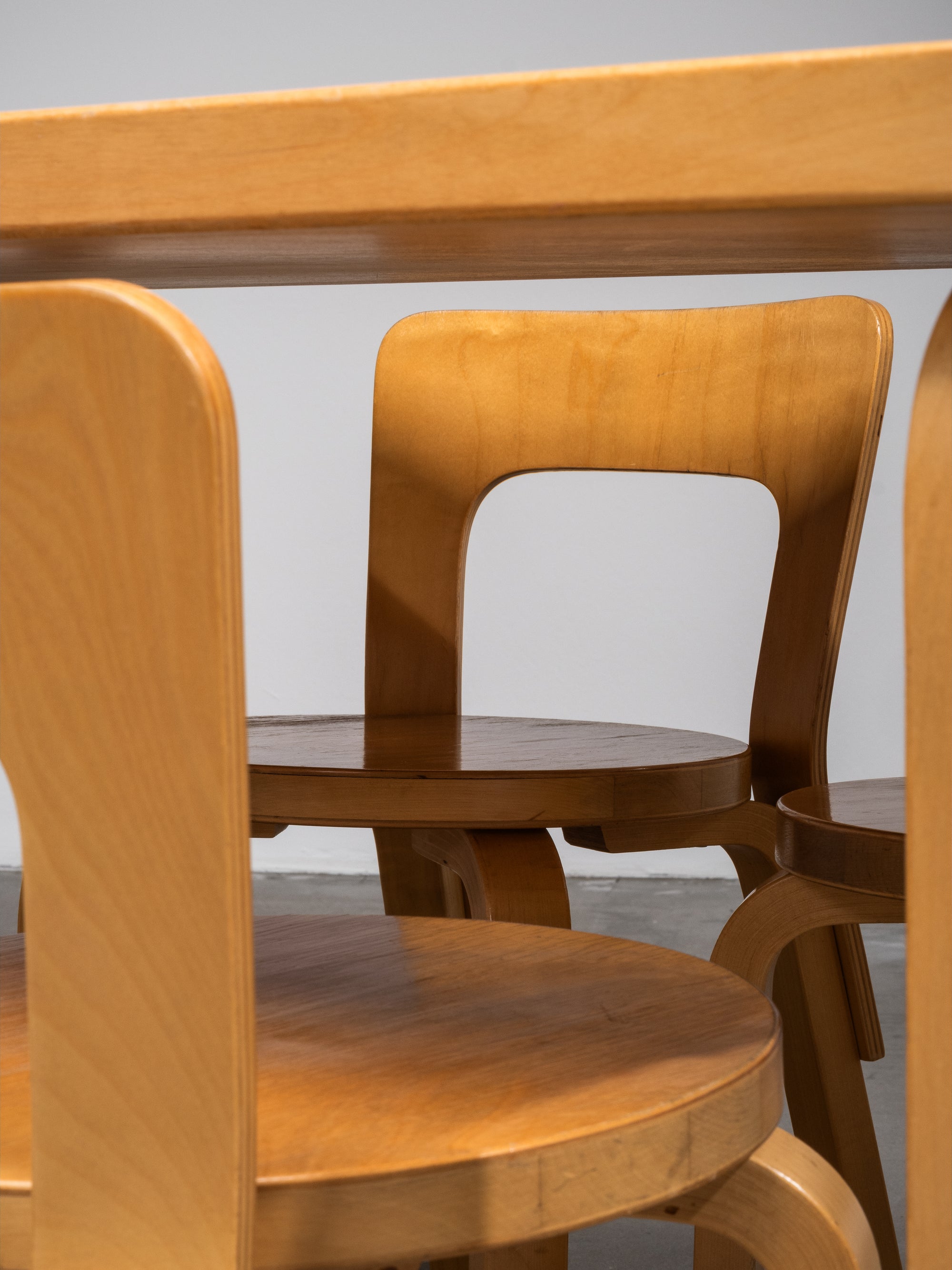 Alvar Aalto for Artek Dining Room Set Model 81B Table &amp; Set of 4 Model 65 Chairs