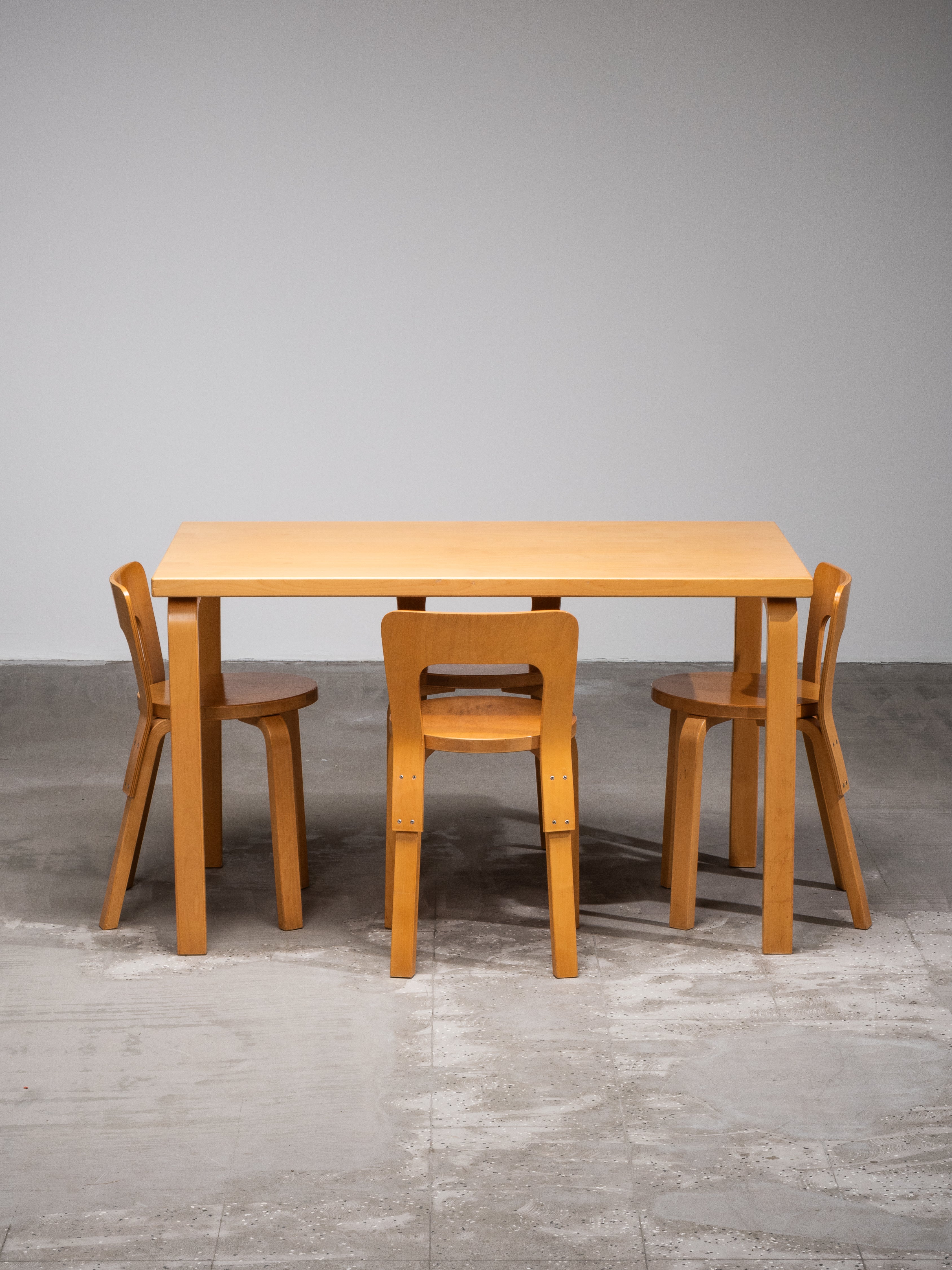 Alvar Aalto for Artek Dining Room Set Model 81B Table & Set of 4