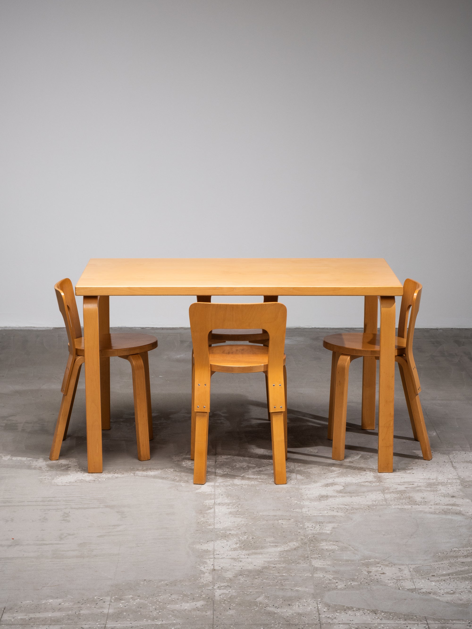 Alvar Aalto for Artek Dining Room Set Model 81B Table &amp; Set of 4 Model 65 Chairs