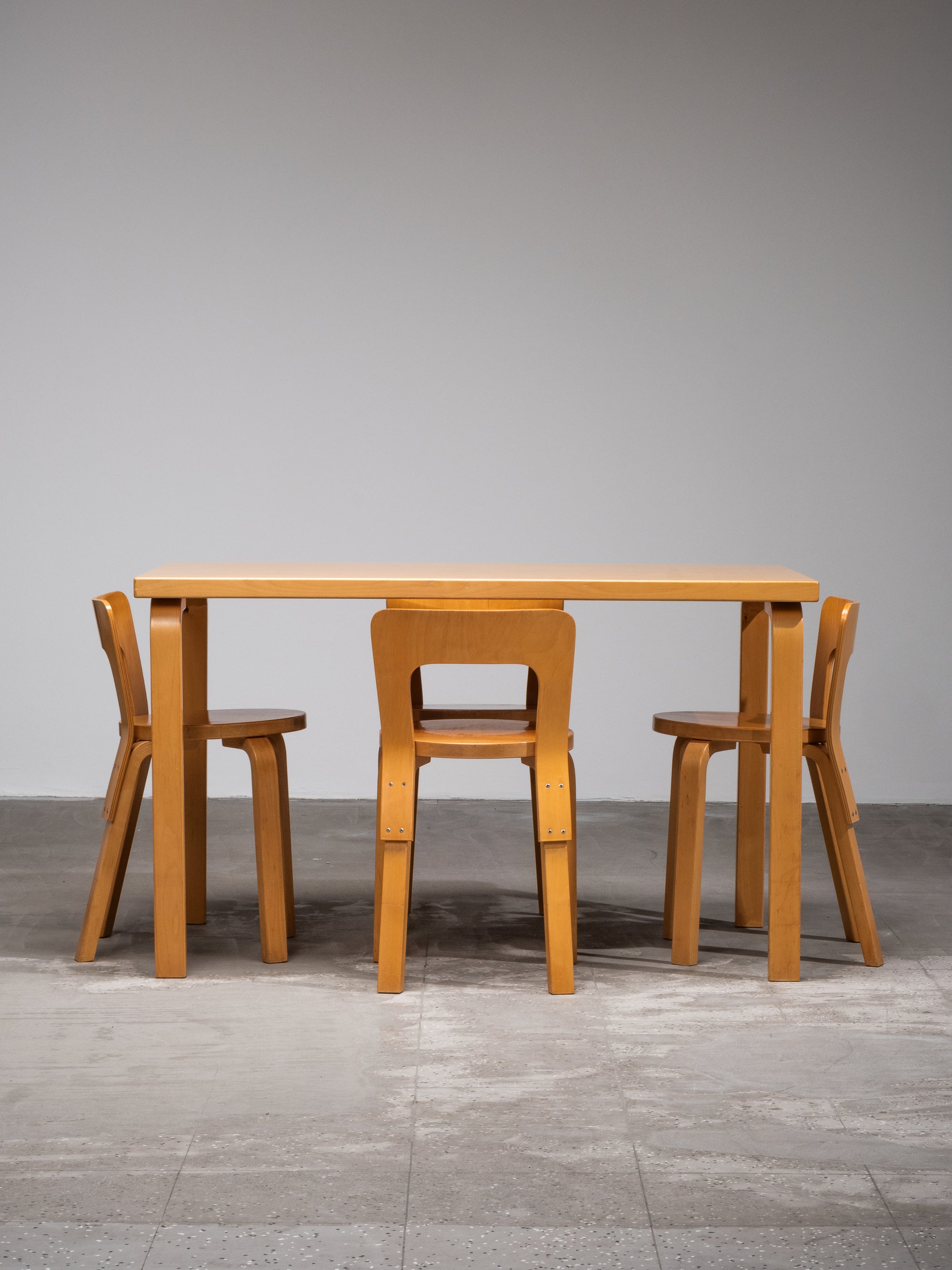 Alvar Aalto for Artek Dining Room Set Model 81B Table &amp; Set of 4 Model 65 Chairs