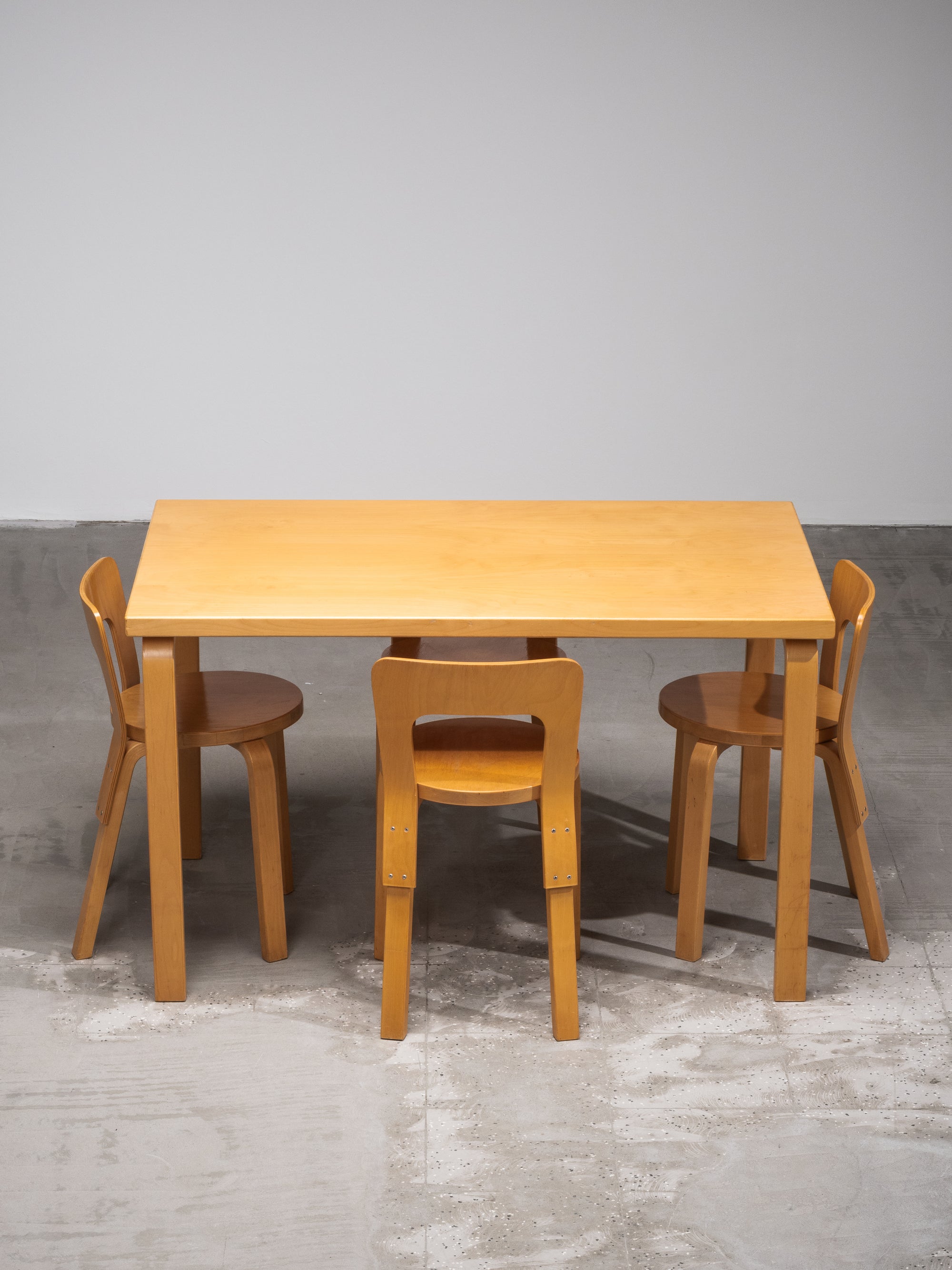 Alvar Aalto for Artek Dining Room Set Model 81B Table &amp; Set of 4 Model 65 Chairs