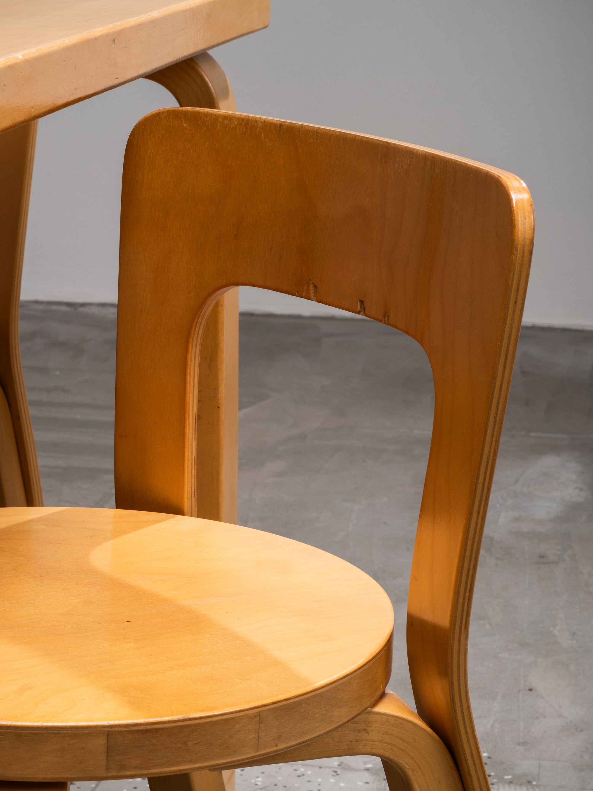 Alvar Aalto for Artek Dining Room Set Model 81B Table &amp; Set of 4 Model 65 Chairs