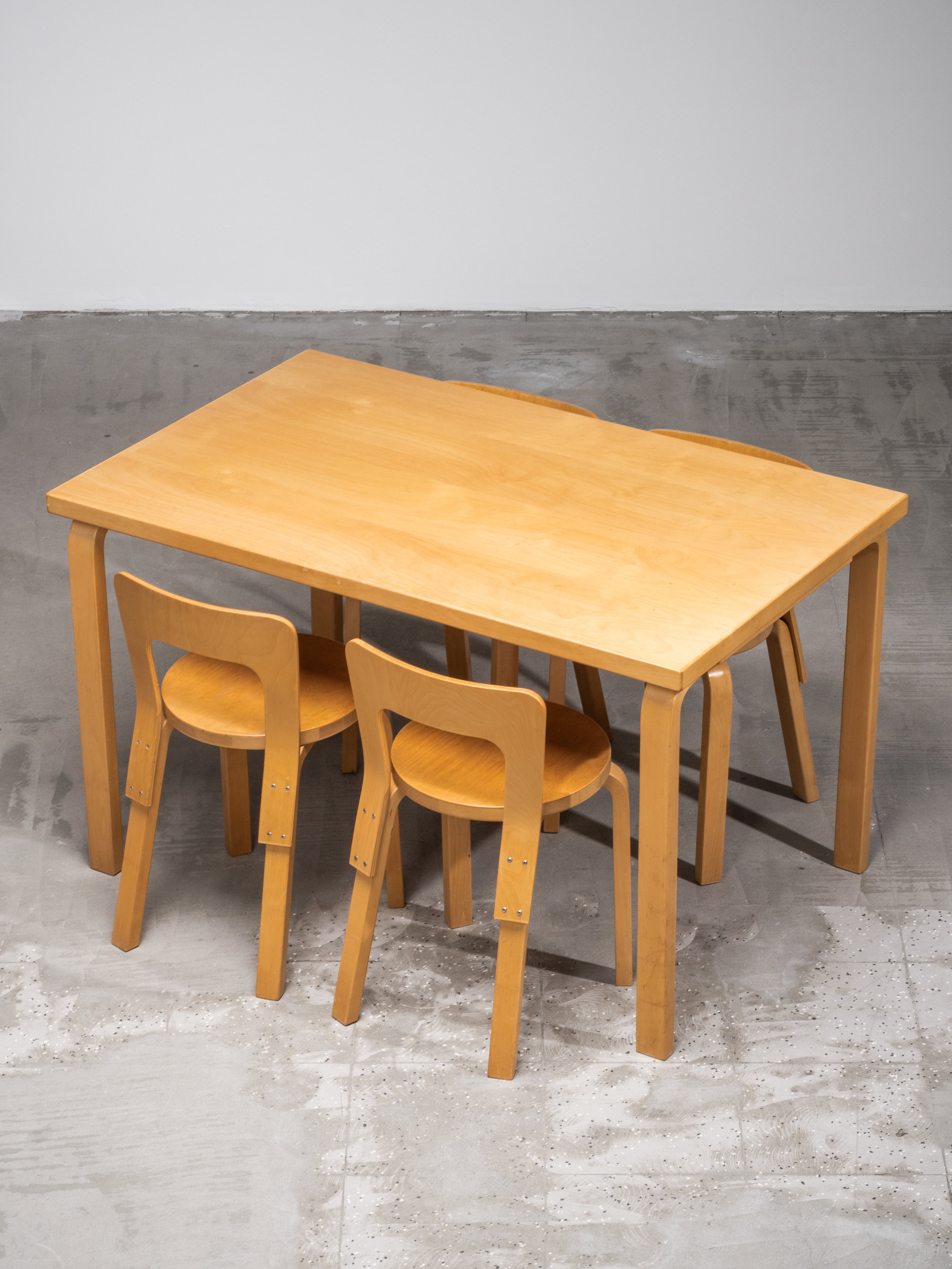 Alvar Aalto for Artek Dining Room Set Model 81B Table & Set of 4