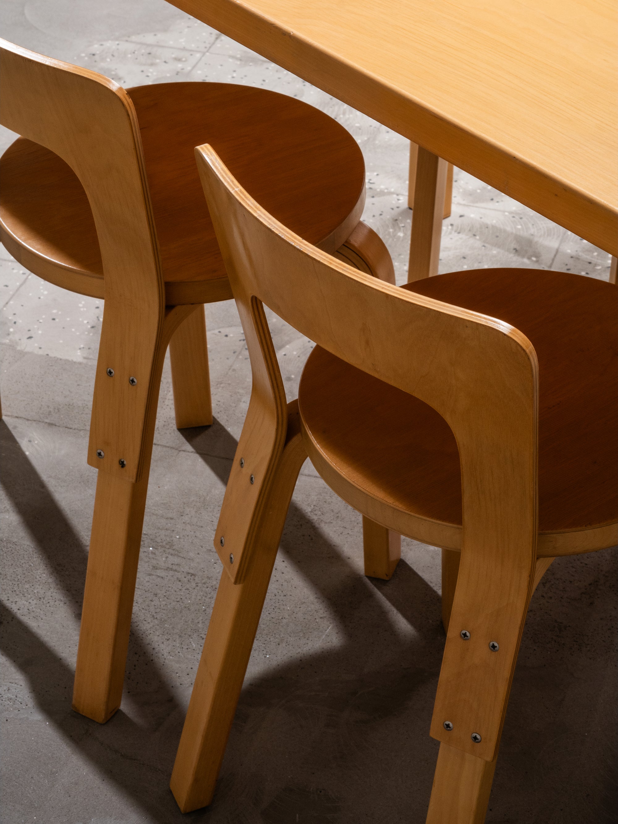 Alvar Aalto for Artek Dining Room Set Model 81B Table &amp; Set of 4 Model 65 Chairs