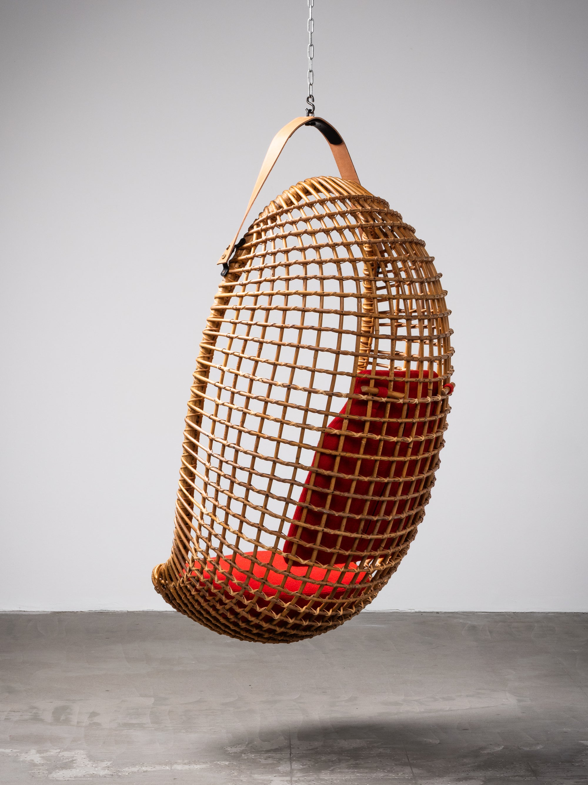 Pendant Rattan Chair ‘Eureka’ by Giovanni Travasa, Bonacina, Italy, 1950s