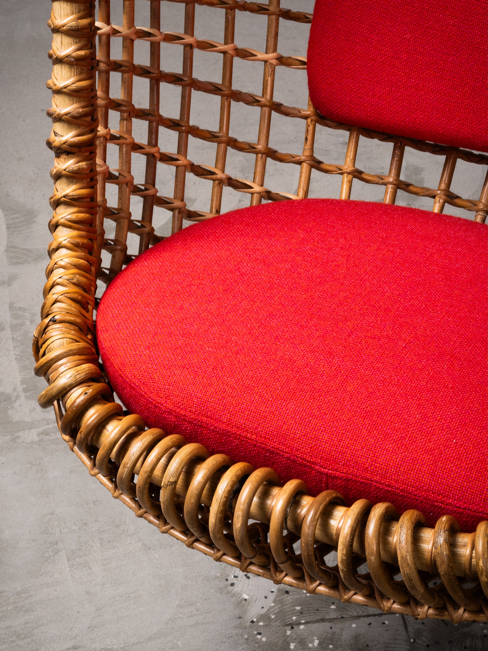 Pendant Rattan Chair ‘Eureka’ by Giovanni Travasa, Bonacina, Italy, 1950s