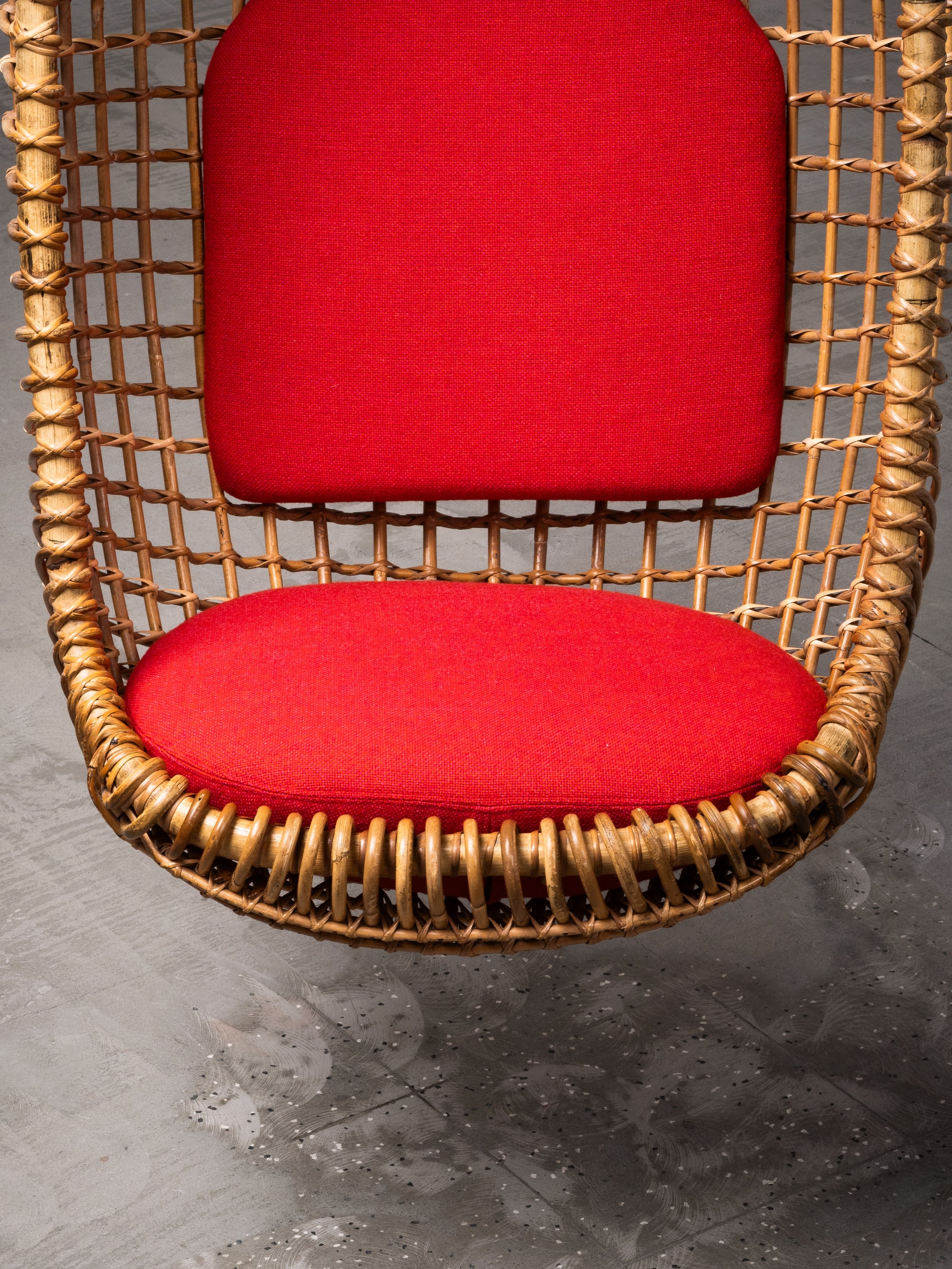 Pendant Rattan Chair ‘Eureka’ by Giovanni Travasa, Bonacina, Italy, 1950s