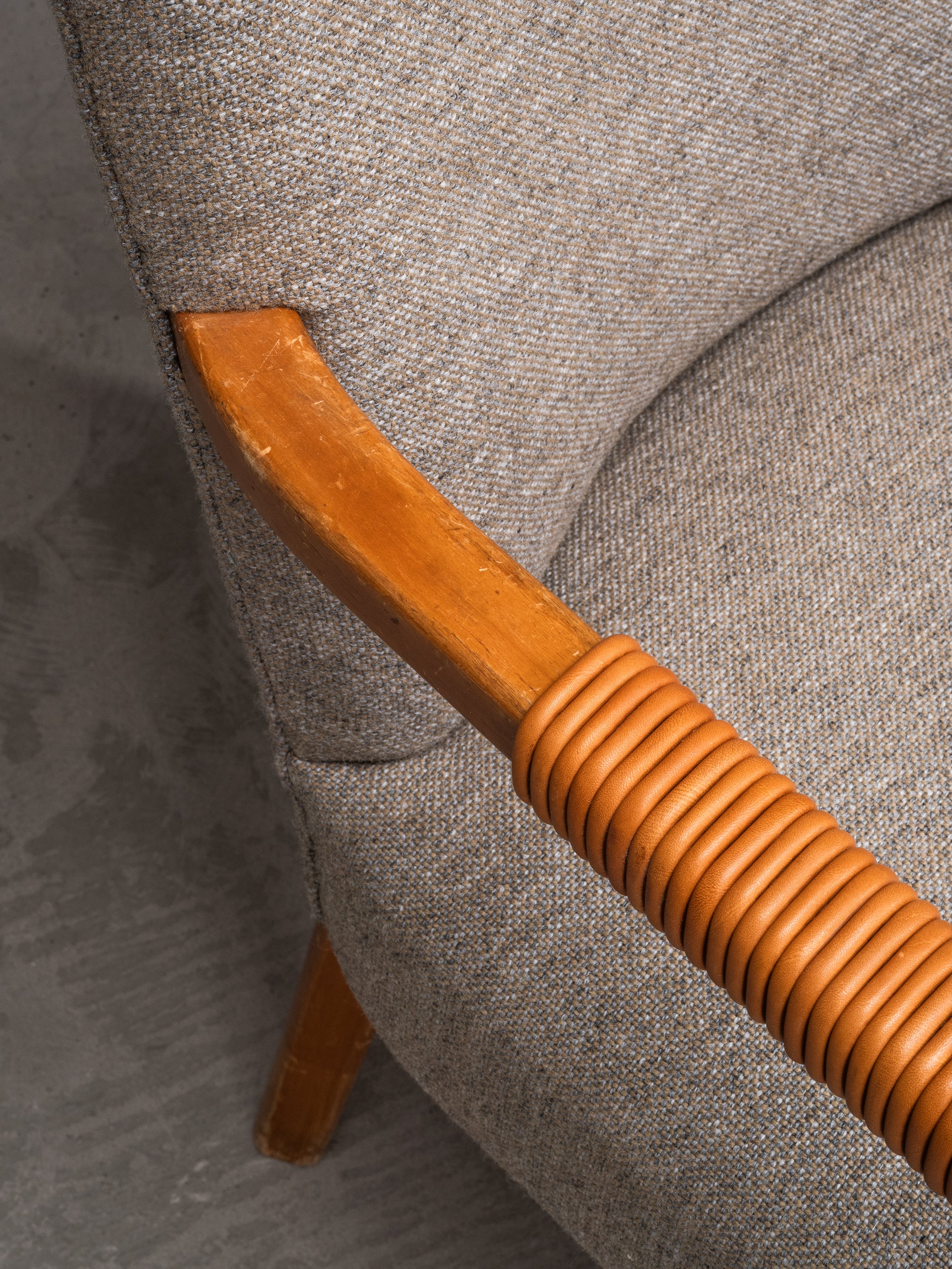 Aino Aalto Savoy Armchair in Birch, Leather and Fabric, Artek, Finland, 1940s