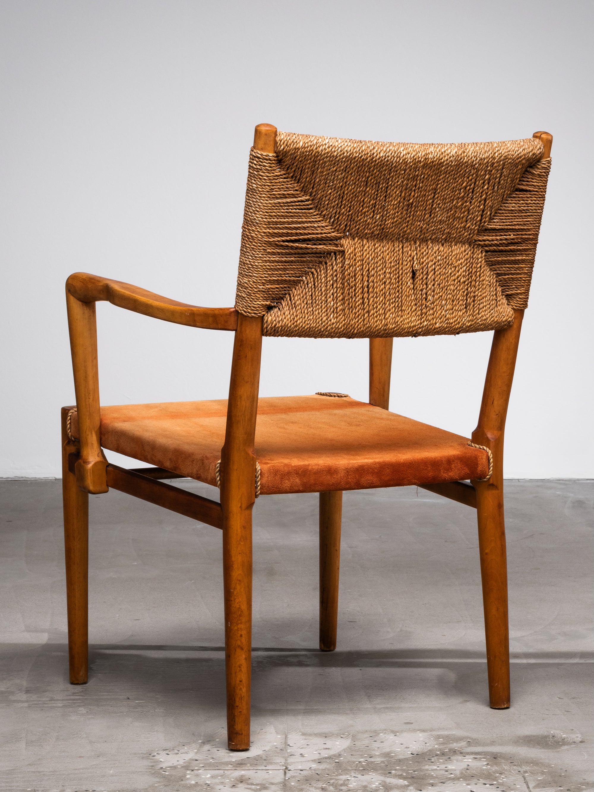 Pair of Armchairs in Suede and Woven Cord by Werner West, Finland, 1930s