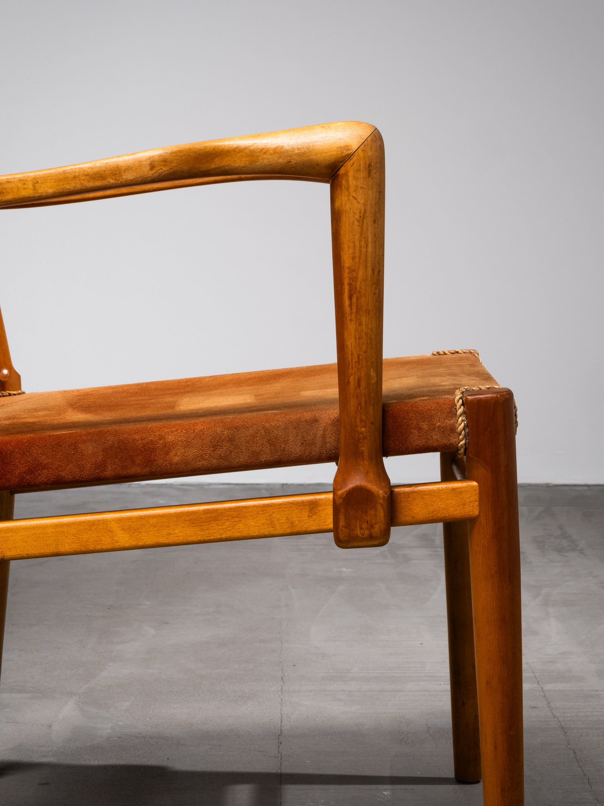 Pair of Armchairs in Suede and Woven Cord by Werner West, Finland, 1930s