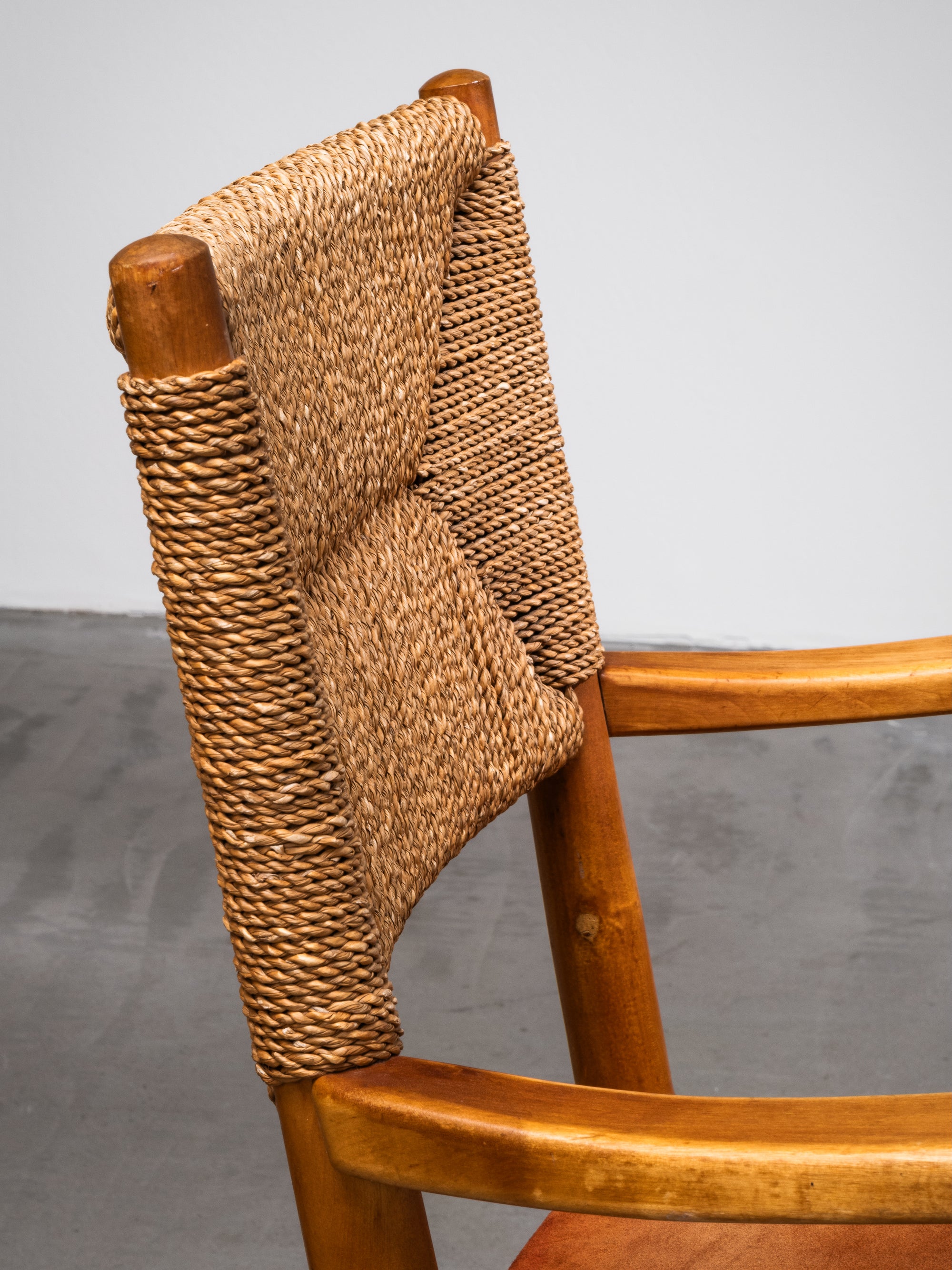 Pair of Armchairs in Suede and Woven Cord by Werner West, Finland, 1930s