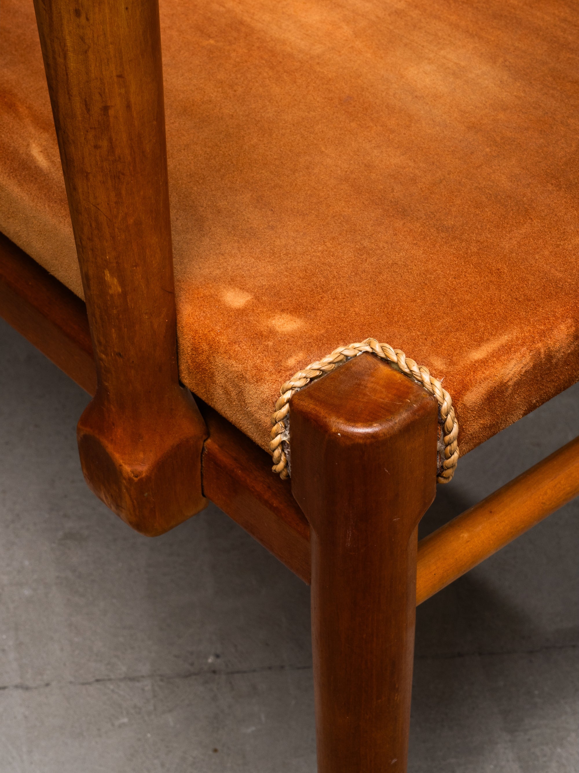 Pair of Armchairs in Suede and Woven Cord by Werner West, Finland, 1930s