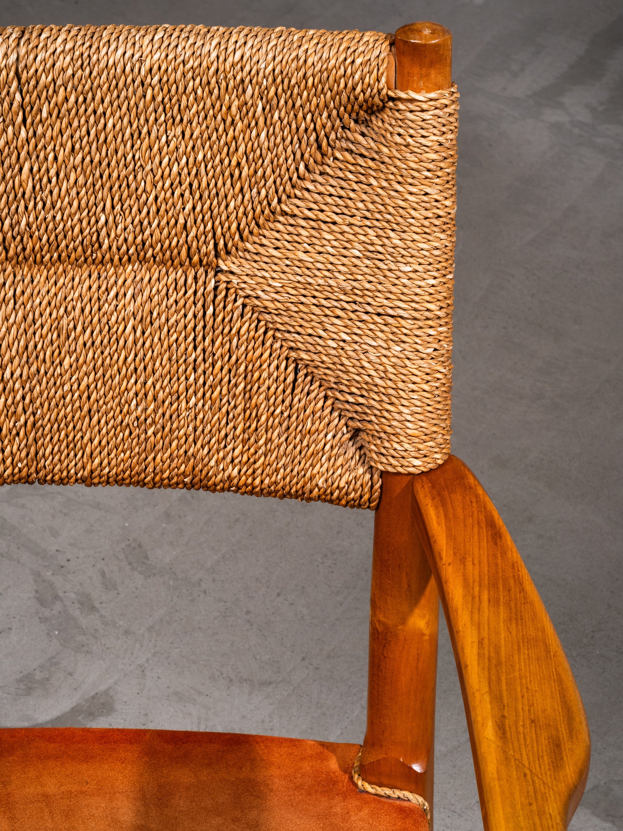 Pair of Armchairs in Suede and Woven Cord by Werner West, Finland, 1930s