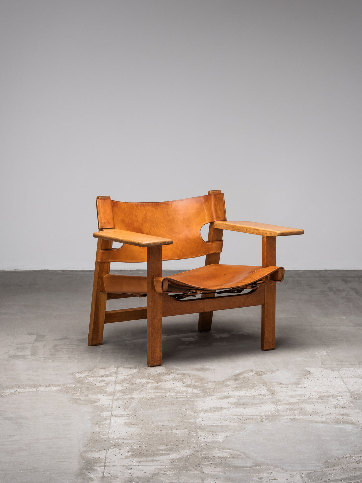 Oak &amp; Cognac Leather ‘Spanish Chair’ Model 2226 by Børge Mogensen, 1960s