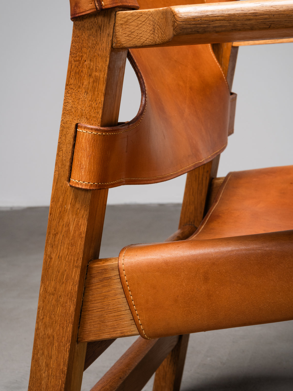 Oak &amp; Cognac Leather ‘Spanish Chair’ Model 2226 by Børge Mogensen, 1960s