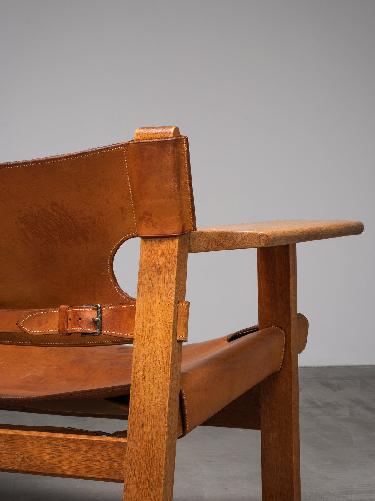 Oak &amp; Cognac Leather ‘Spanish Chair’ Model 2226 by Børge Mogensen, 1960s