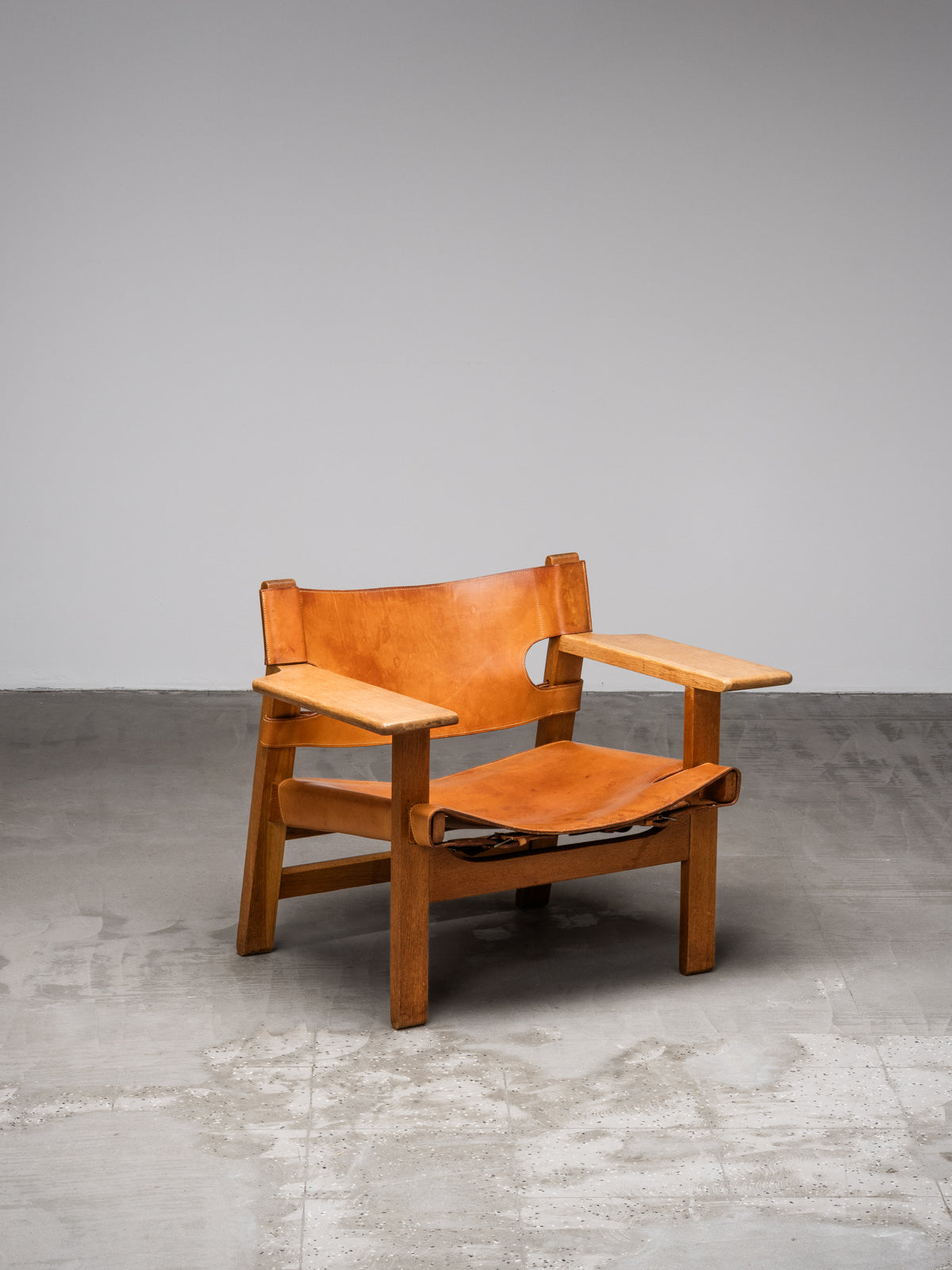 Oak &amp; Cognac Leather ‘Spanish Chair’ Model 2226 by Børge Mogensen, 1960s