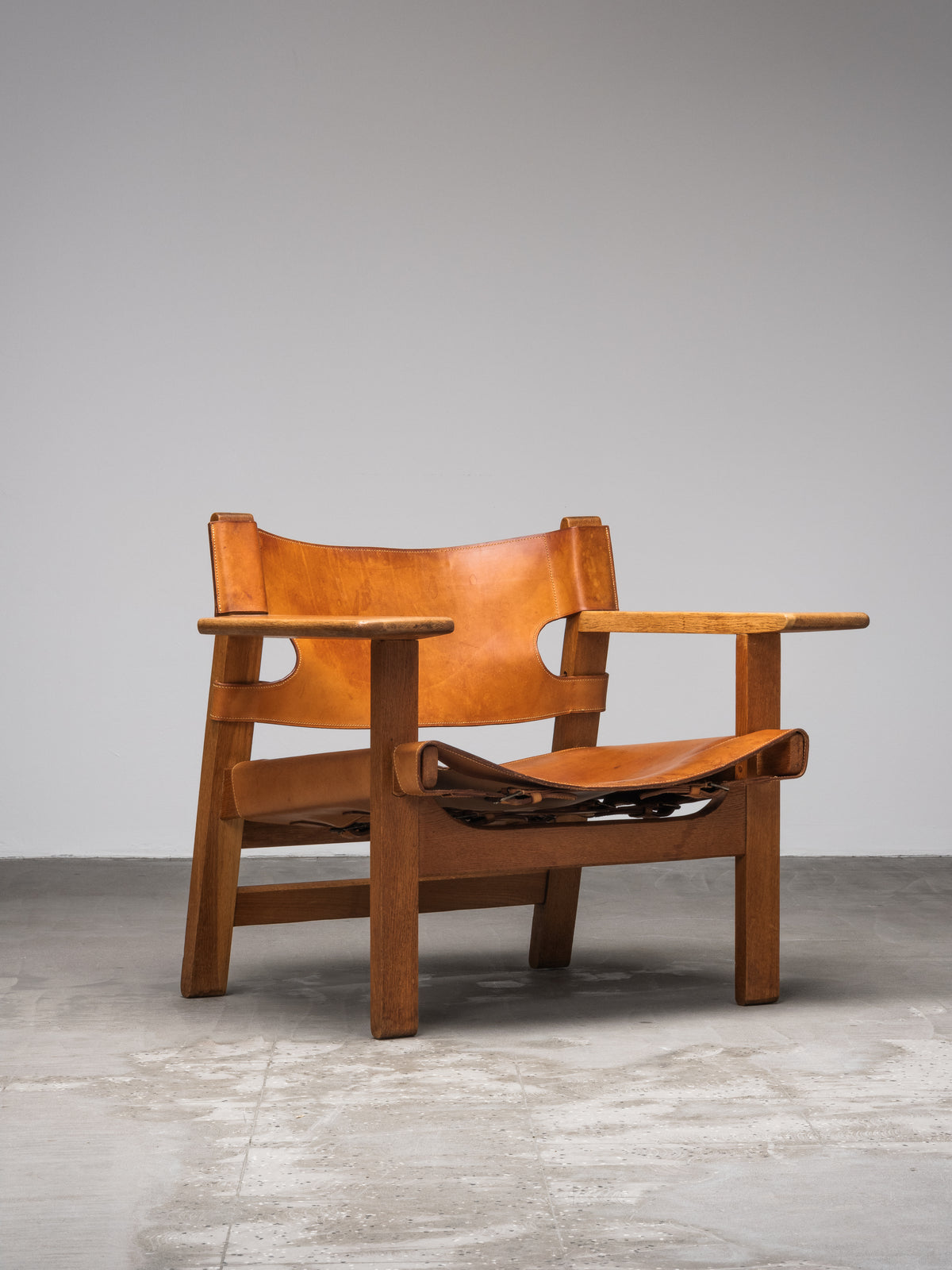 Oak &amp; Cognac Leather ‘Spanish Chair’ Model 2226 by Børge Mogensen, 1960s