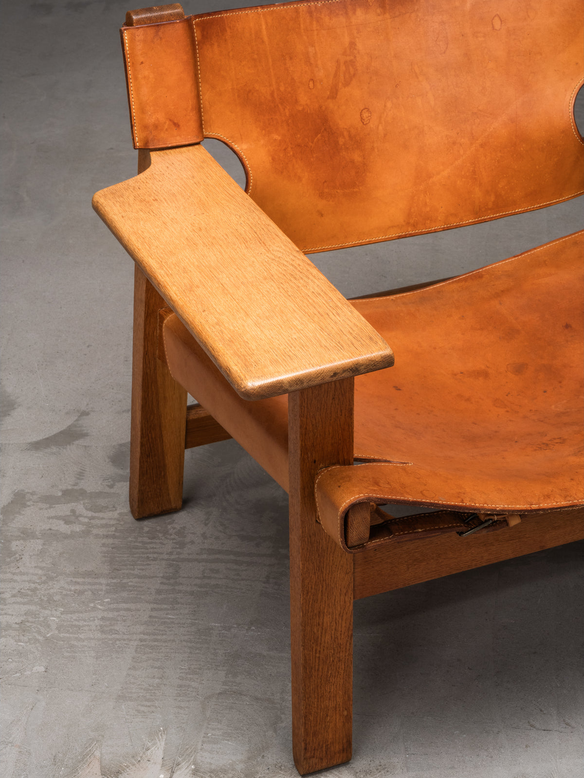 Oak &amp; Cognac Leather ‘Spanish Chair’ Model 2226 by Børge Mogensen, 1960s