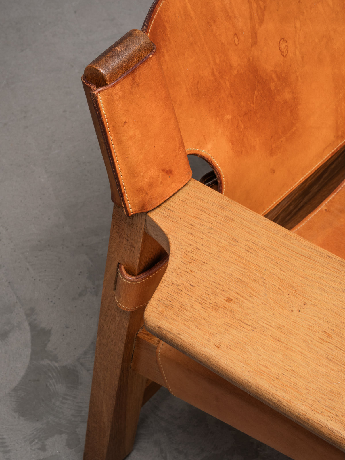 Oak &amp; Cognac Leather ‘Spanish Chair’ Model 2226 by Børge Mogensen, 1960s