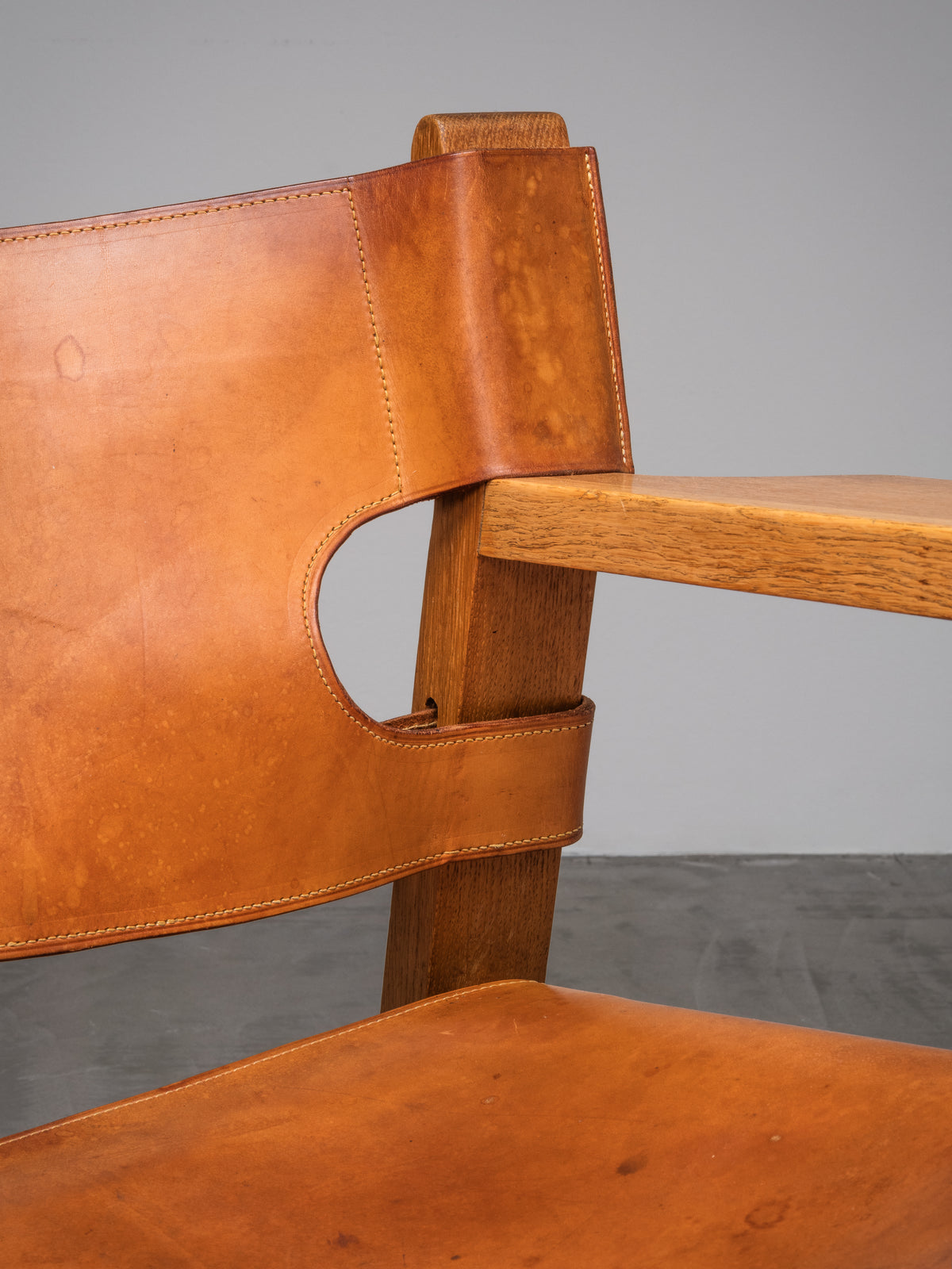 Oak &amp; Cognac Leather ‘Spanish Chair’ Model 2226 by Børge Mogensen, 1960s