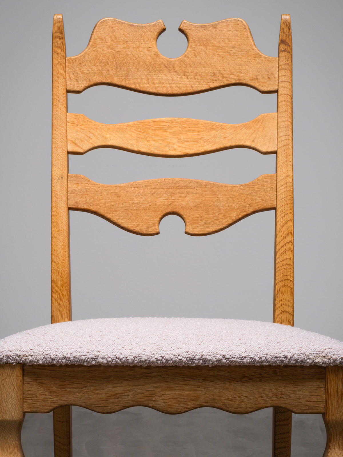Set of 6 Oak Dining Chairs with Bouclé Upholstery by Henning Kjærnulf, 1960s
