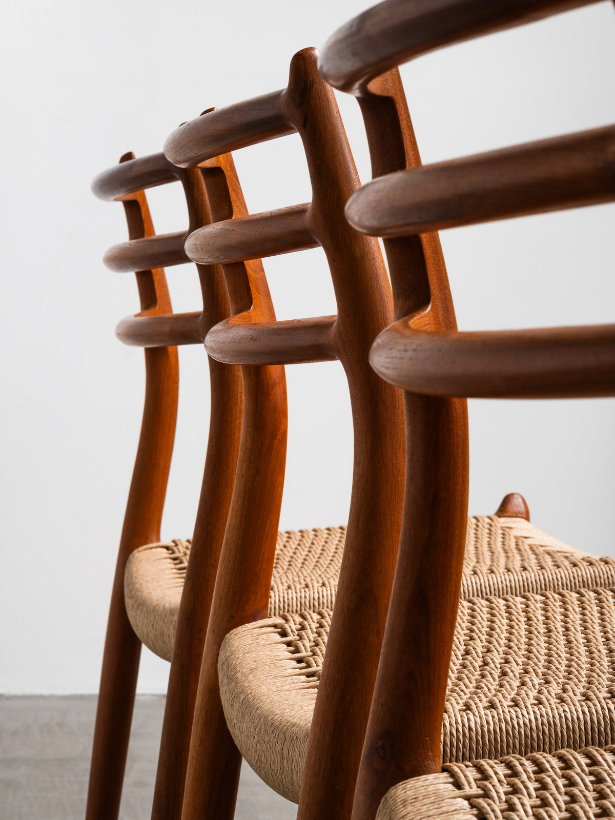 Set of 6 Niels O. Møller Model 78 Teak &amp; Papercord Dining Chairs, Denmark, 1960s