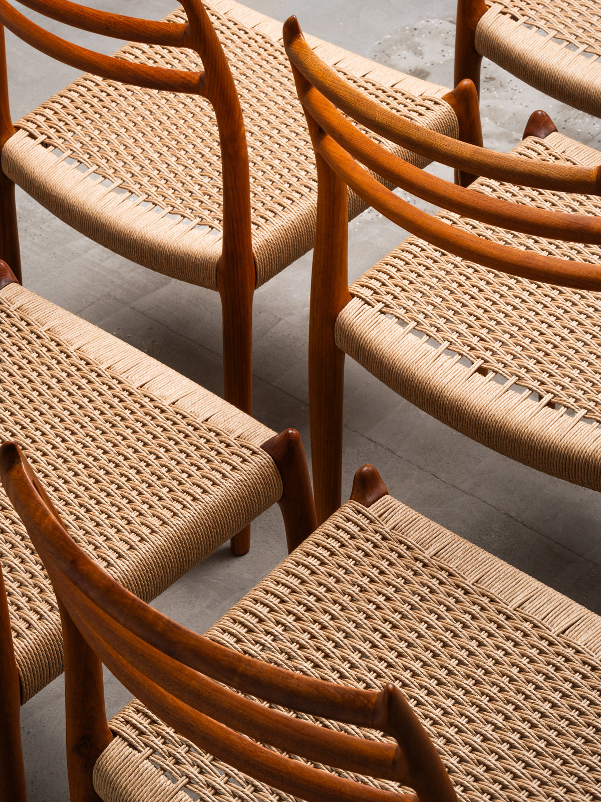 Set of 6 Niels O. Møller Model 78 Teak &amp; Papercord Dining Chairs, Denmark, 1960s