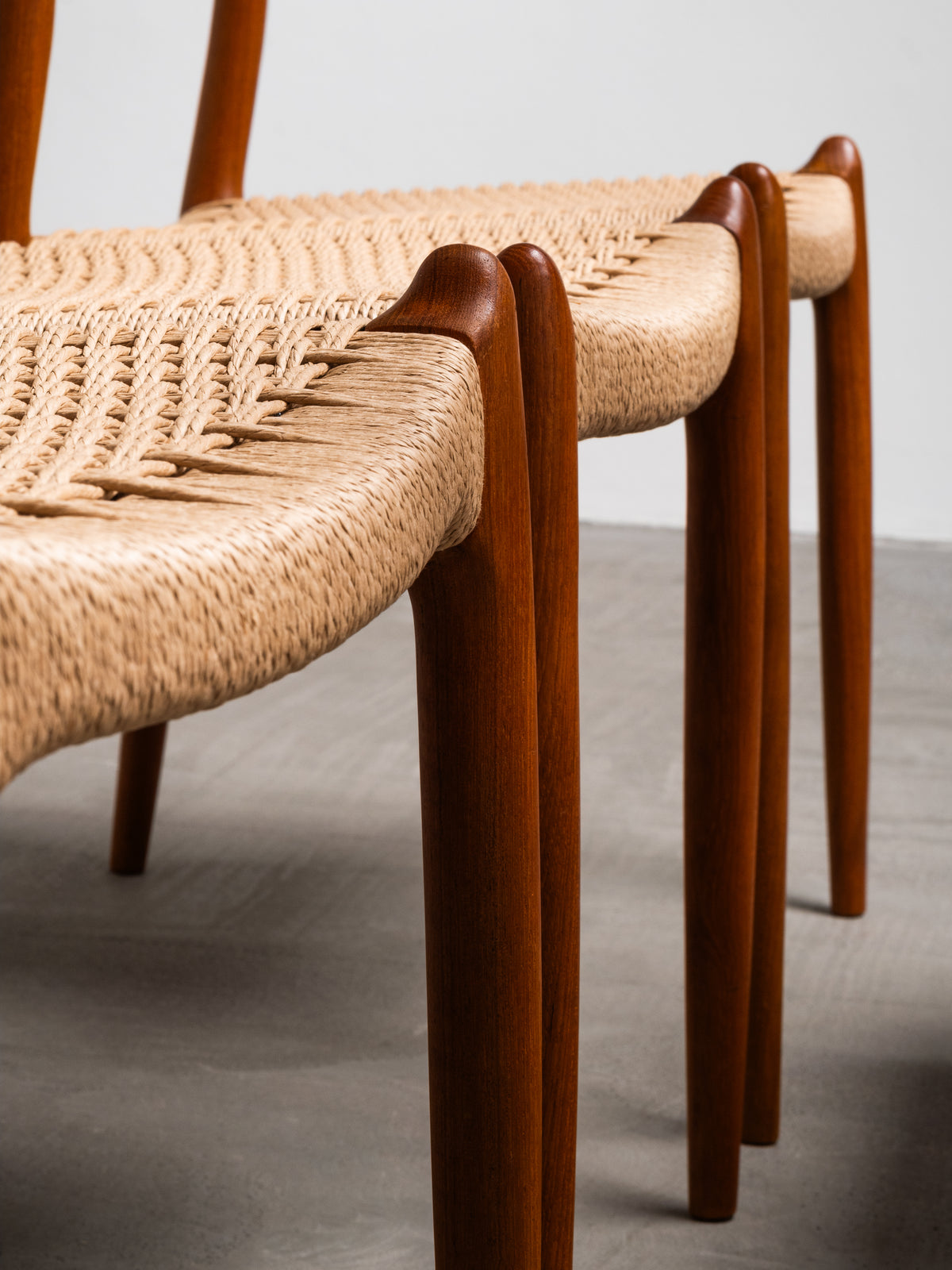 Set of 6 Niels O. Møller Model 78 Teak &amp; Papercord Dining Chairs, Denmark, 1960s