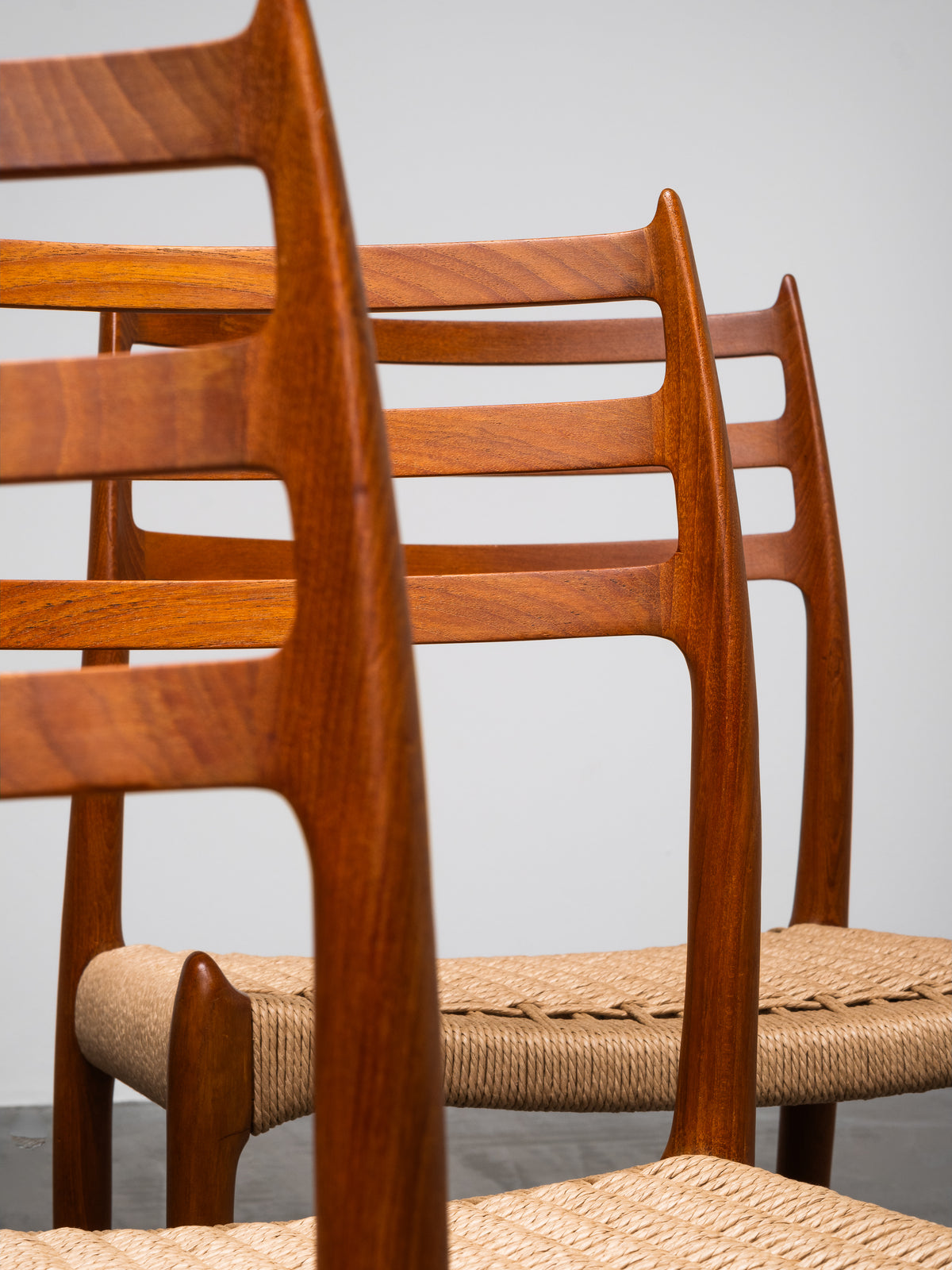Set of 6 Niels O. Møller Model 78 Teak &amp; Papercord Dining Chairs, Denmark, 1960s