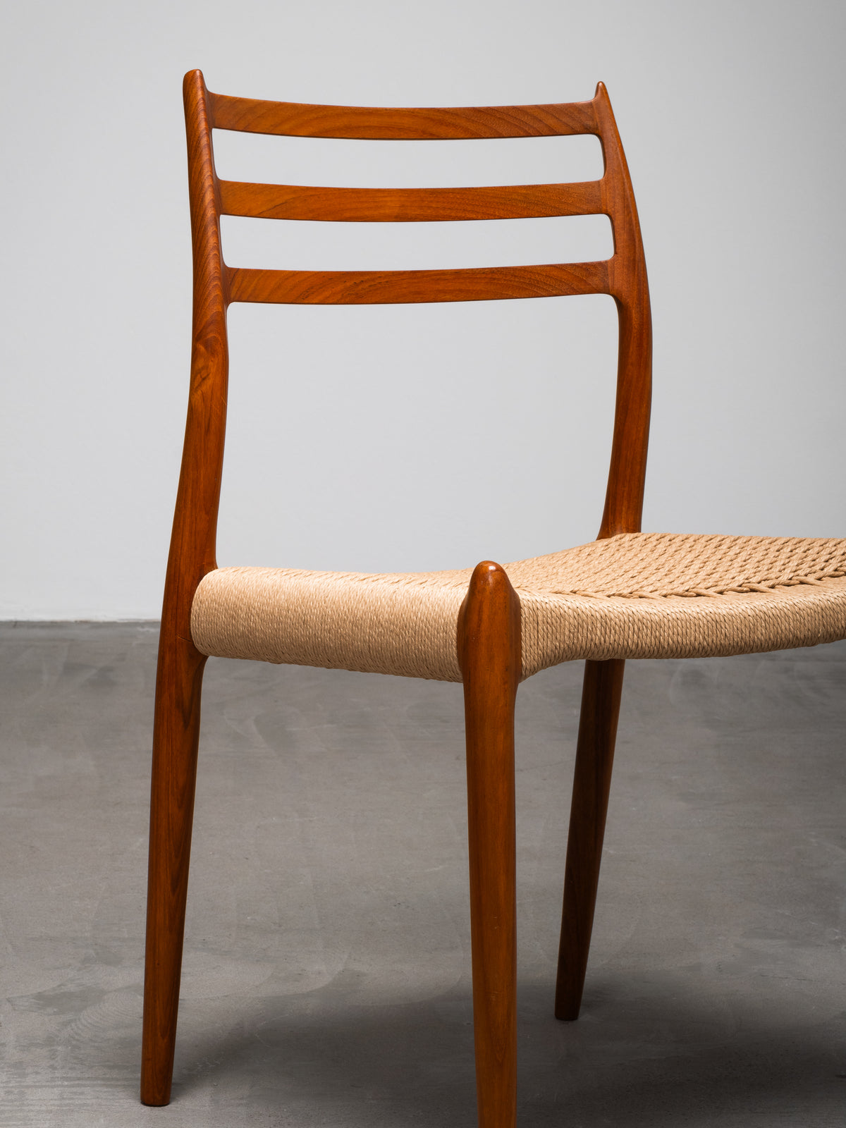 Set of 6 Niels O. Møller Model 78 Teak &amp; Papercord Dining Chairs, Denmark, 1960s