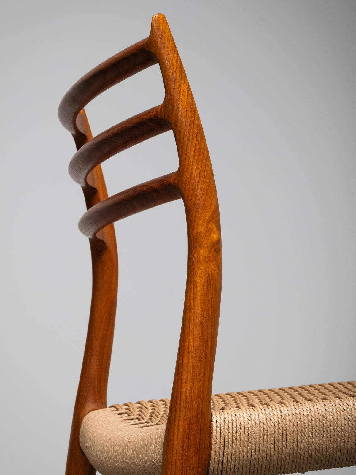 Set of 6 Niels O. Møller Model 78 Teak &amp; Papercord Dining Chairs, Denmark, 1960s
