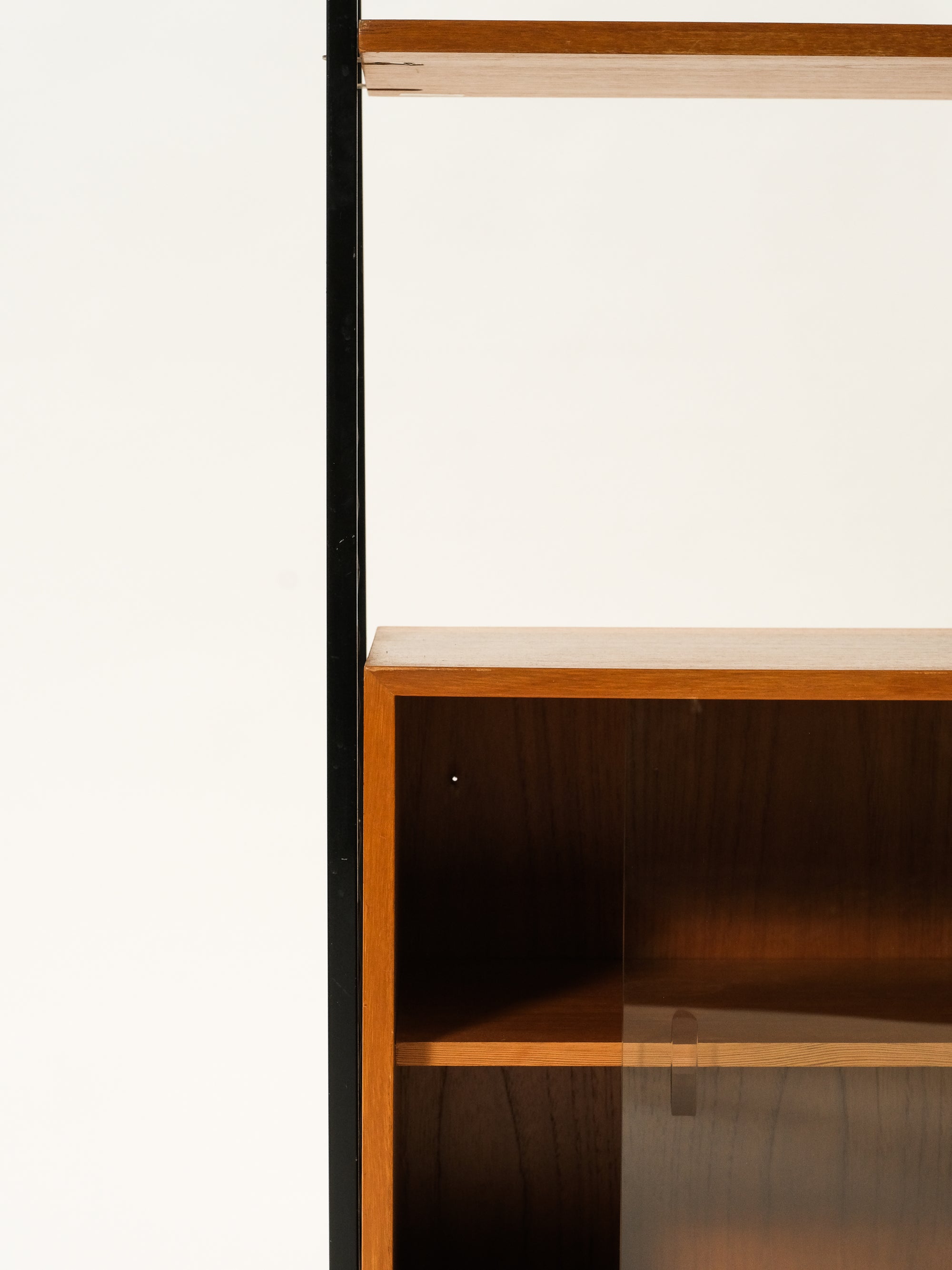 Teak &amp; Metal Bookshelf with Glass Door Cabinet, 1960s