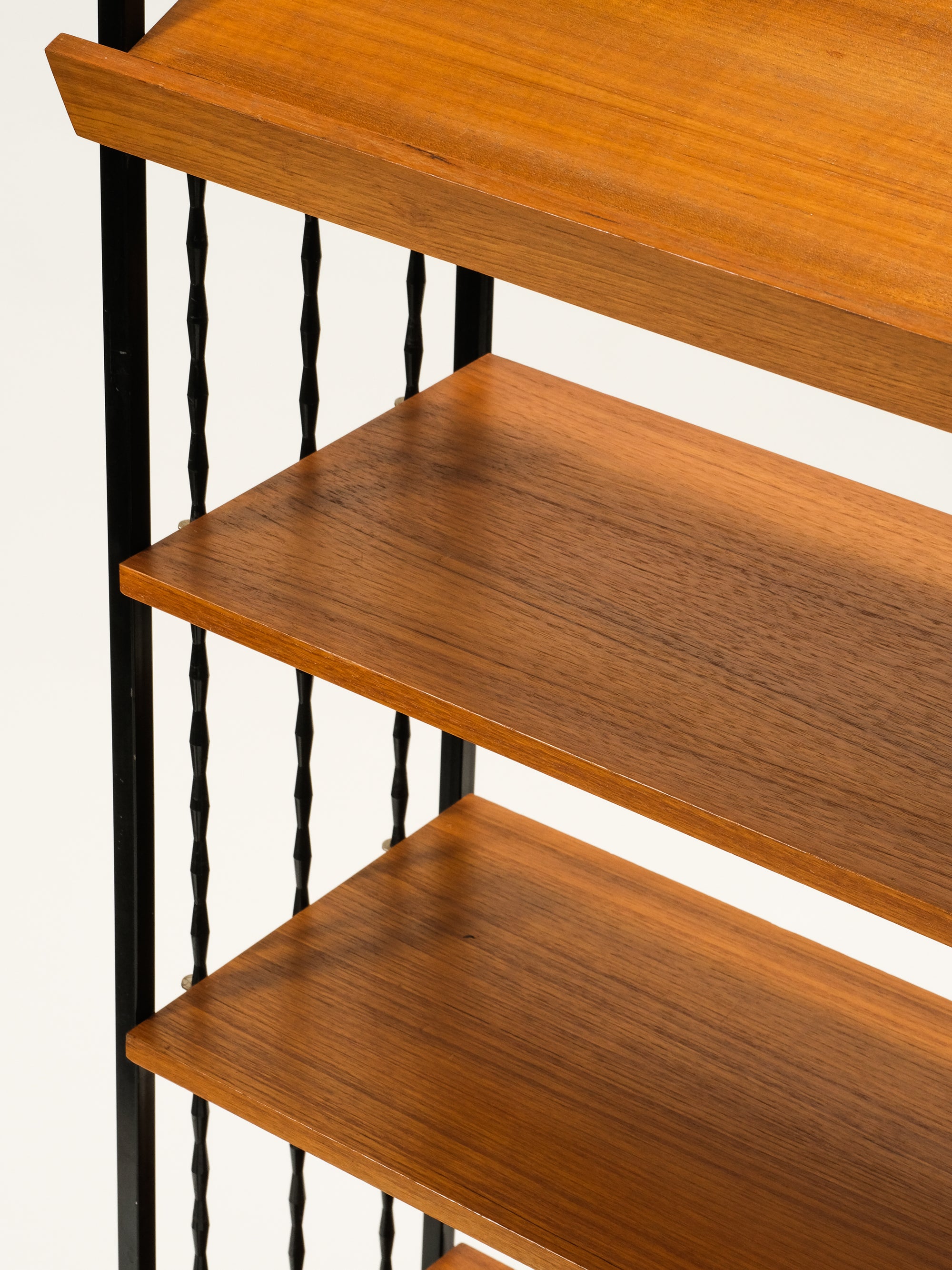 Teak &amp; Metal Bookshelf with Glass Door Cabinet, 1960s