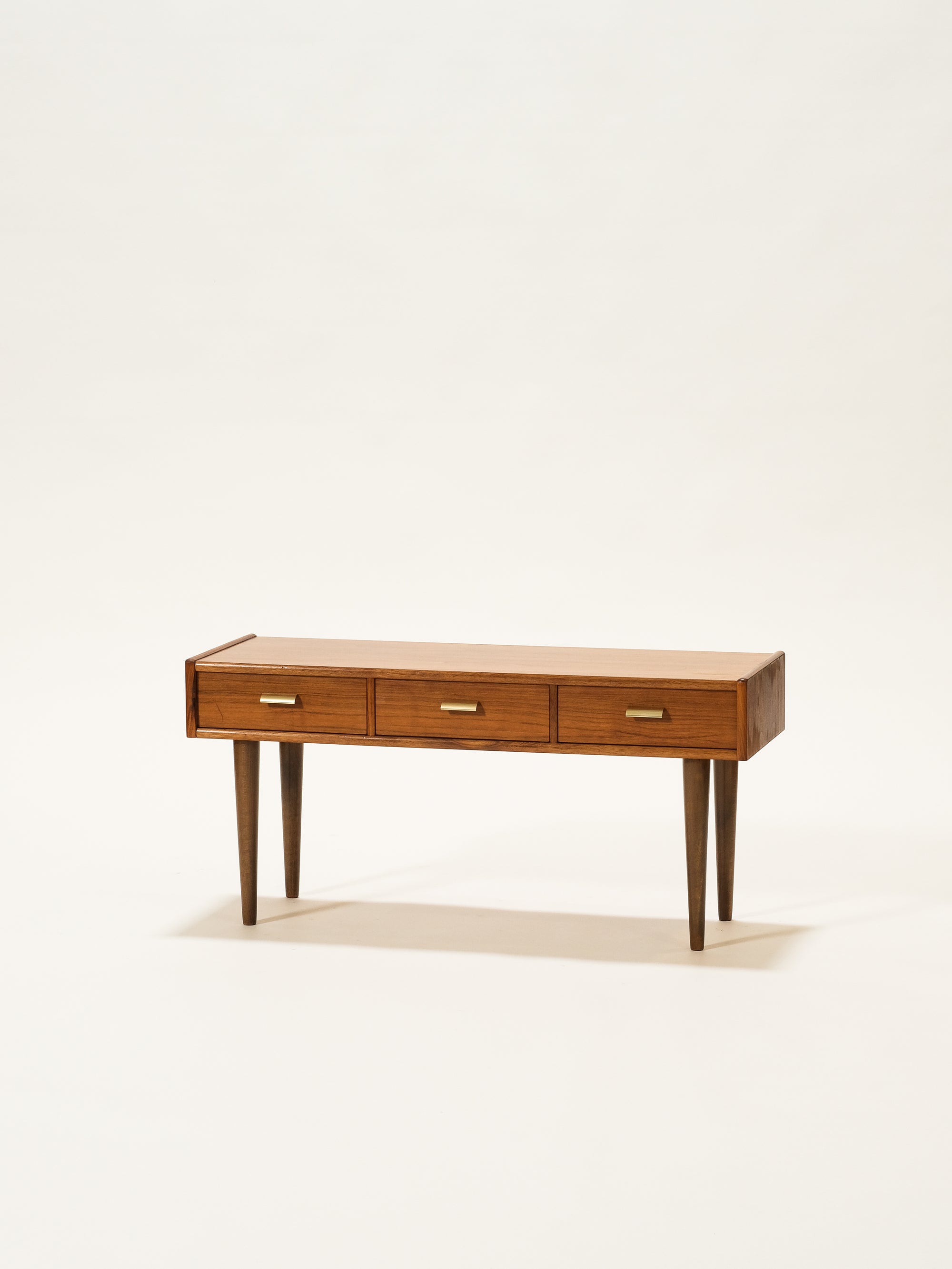 Mid-Century Three Drawer Unit with Brass Pulls