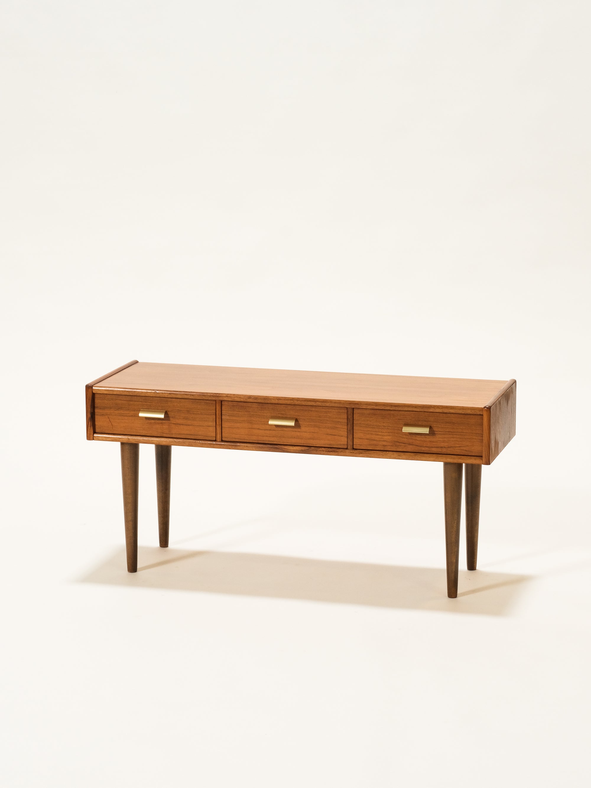 Mid-Century Three Drawer Unit with Brass Pulls