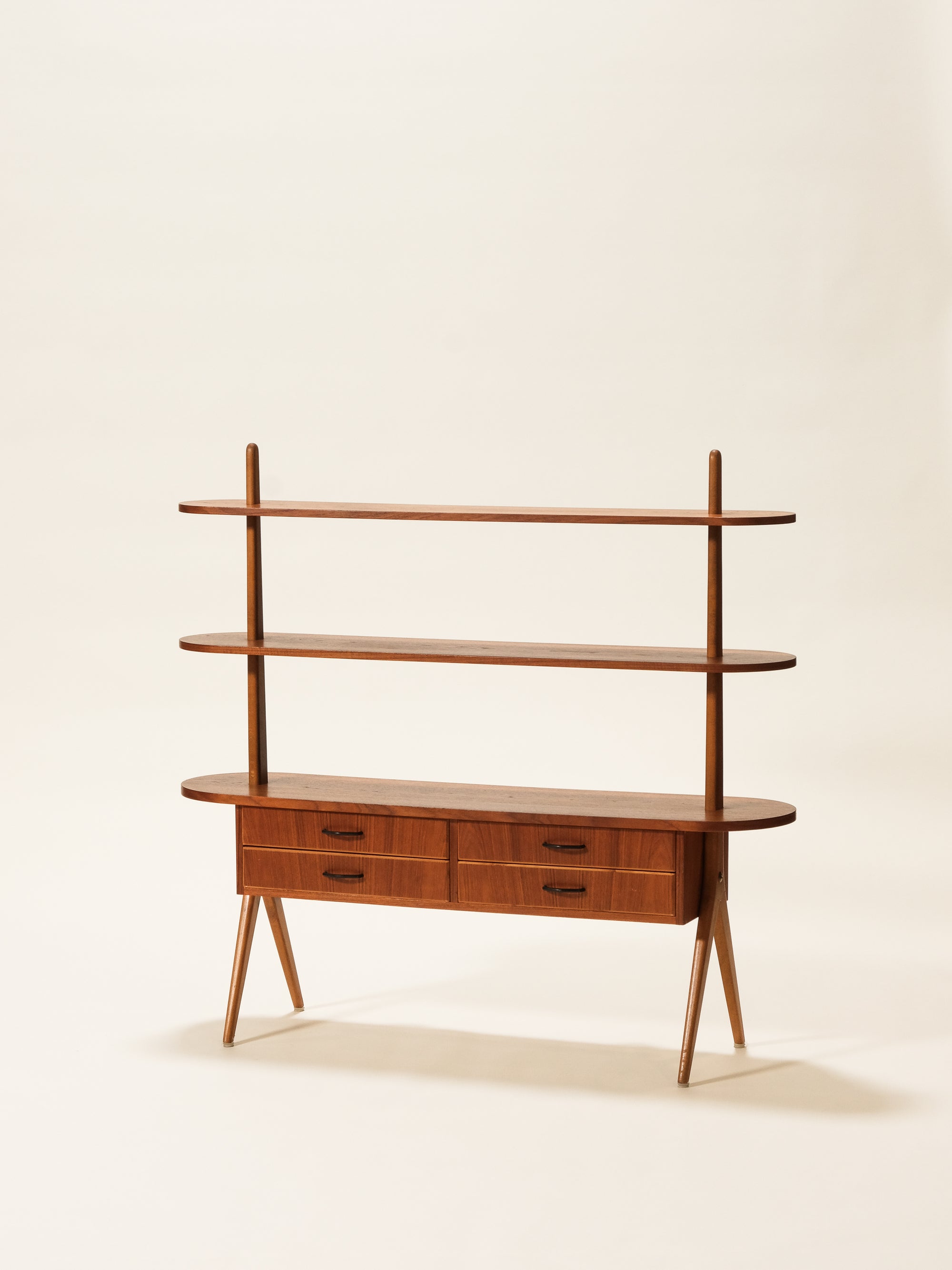 Scandinavian Double-Sided Teak Shelf, 1950s