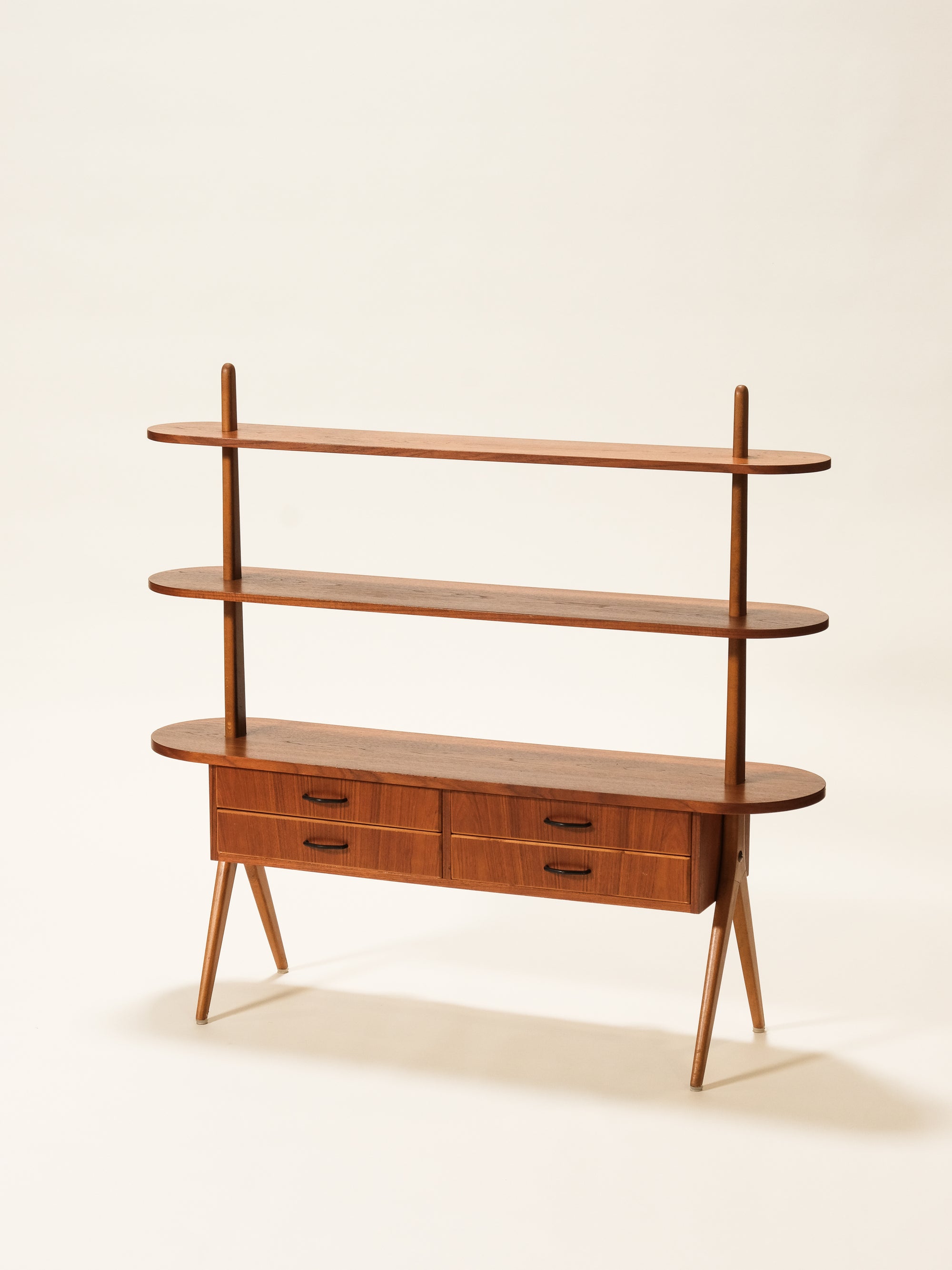 Scandinavian Double-Sided Teak Shelf, 1950s