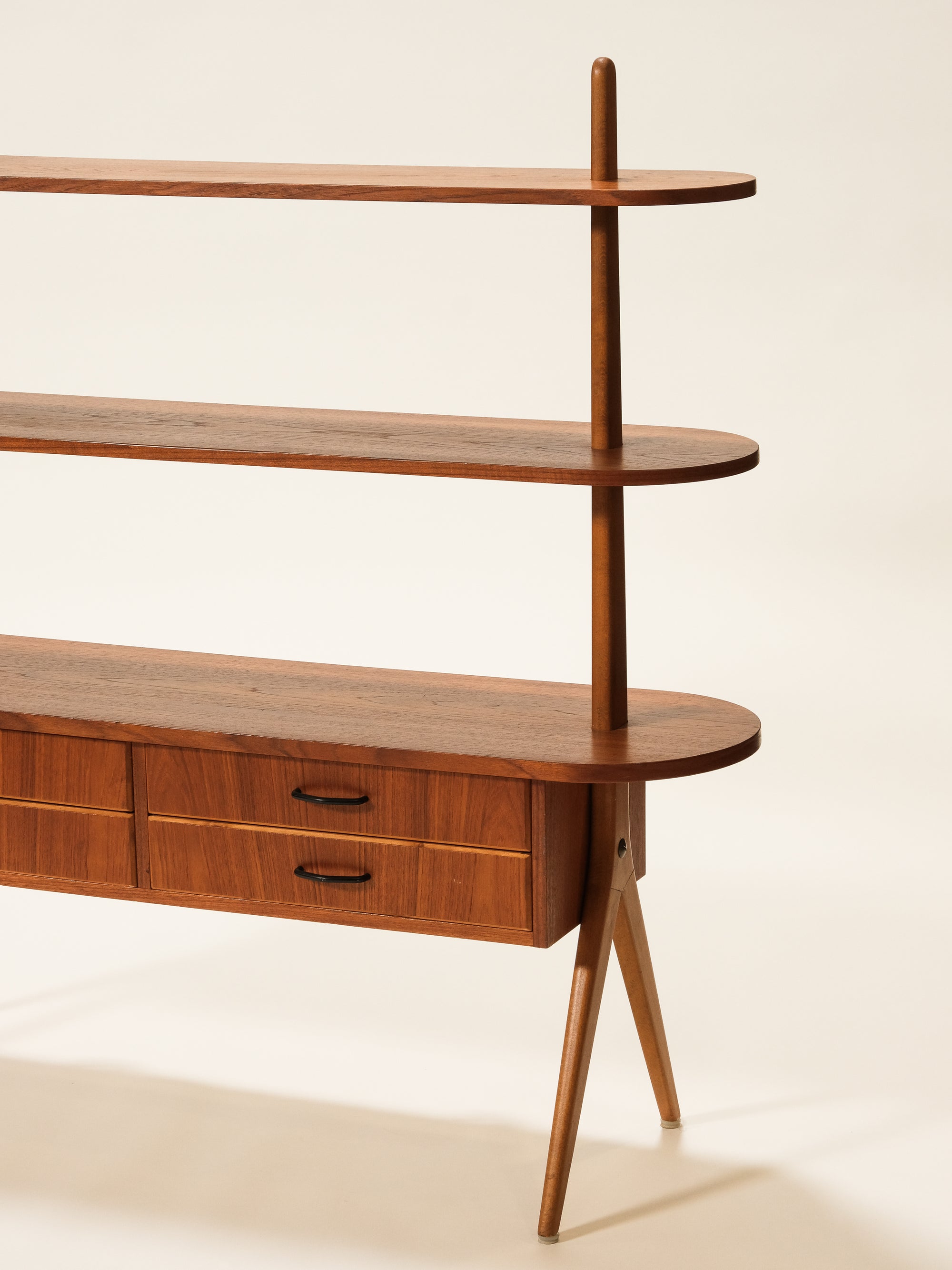 Scandinavian Double-Sided Teak Shelf, 1950s