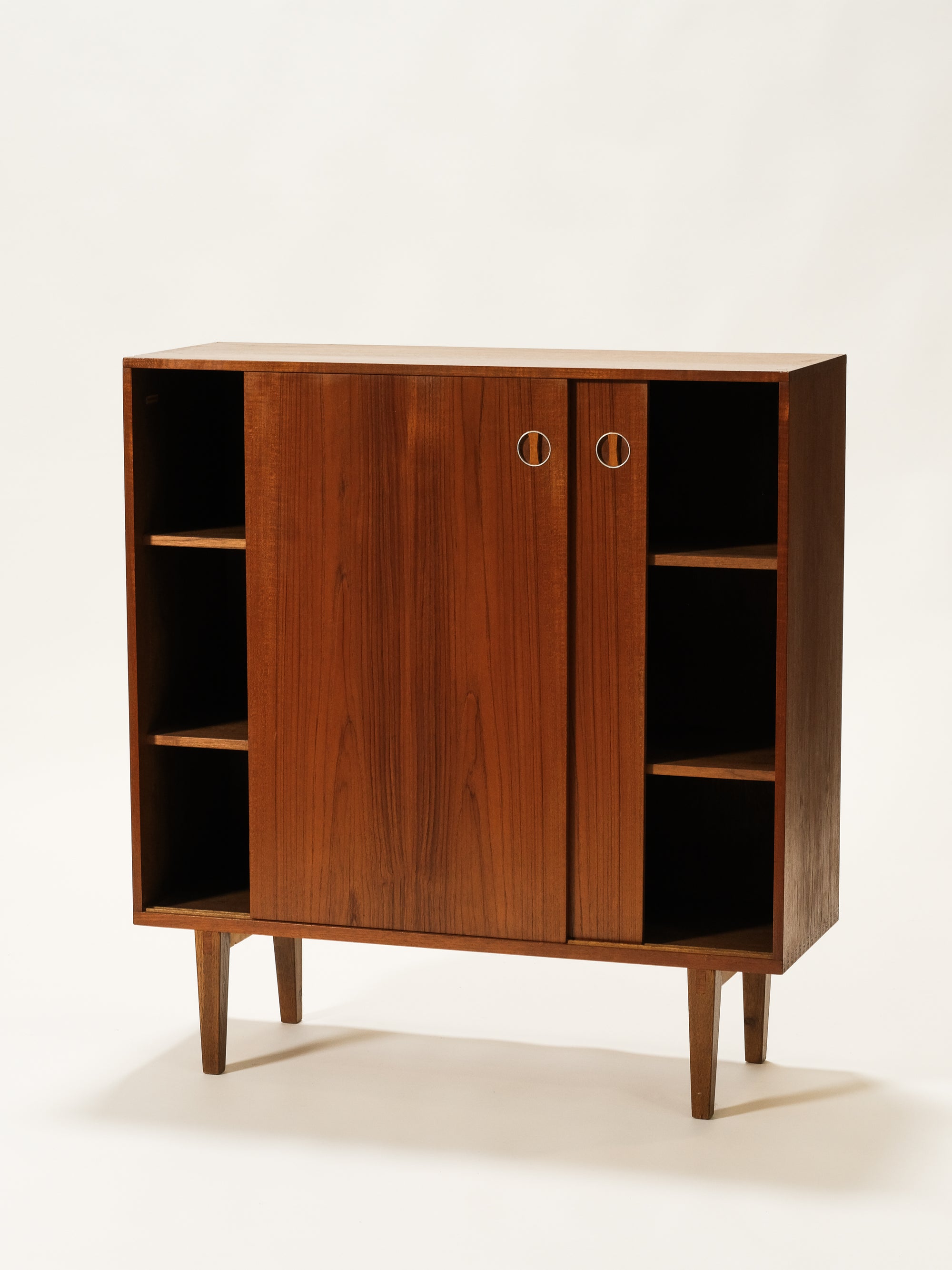 Scandinavian Mid-Century Teak Cabinet with Sliding Doors