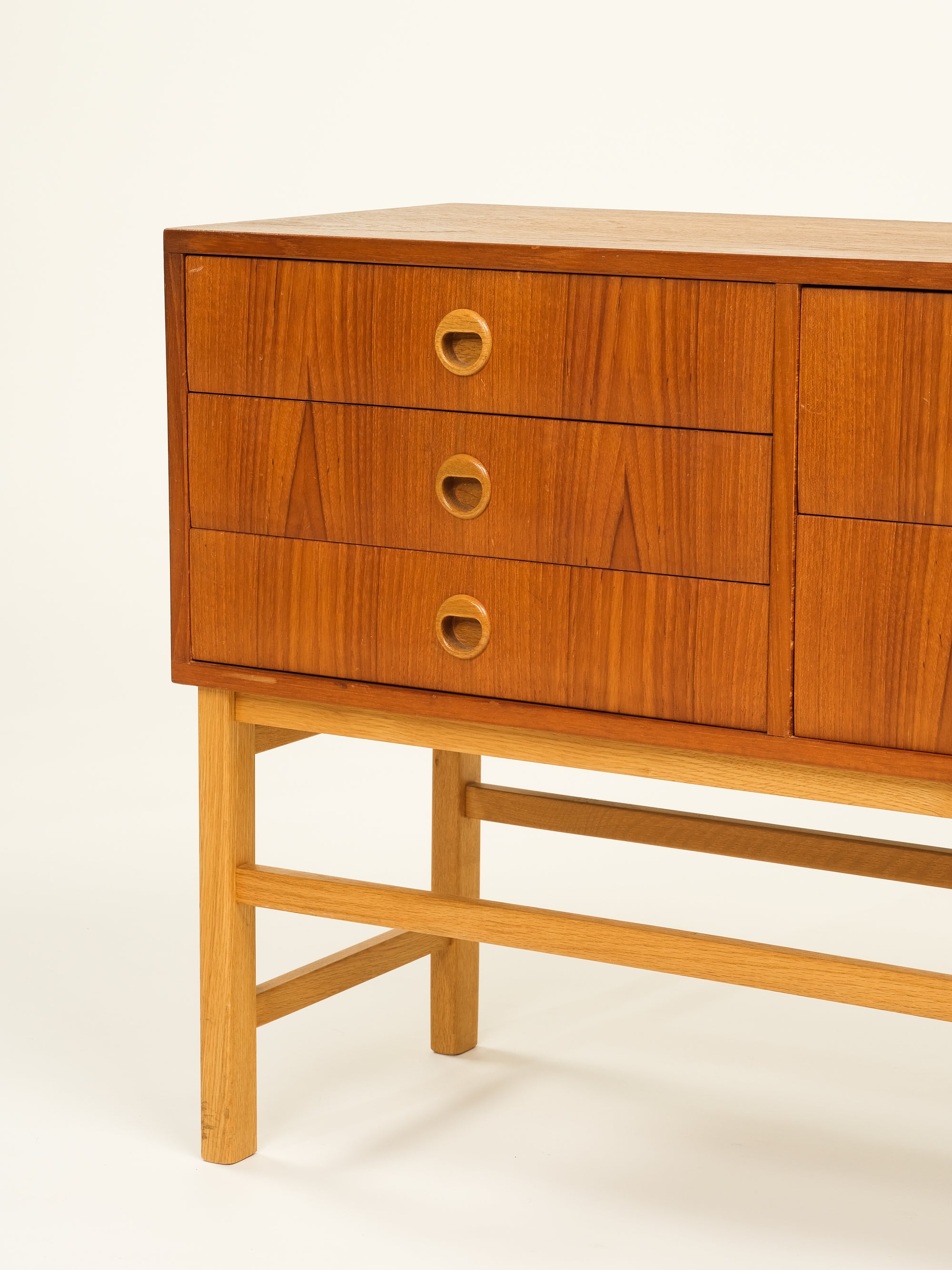 Scandinavian Mid-Century Five Drawer Console Table in Teak &amp; Oak