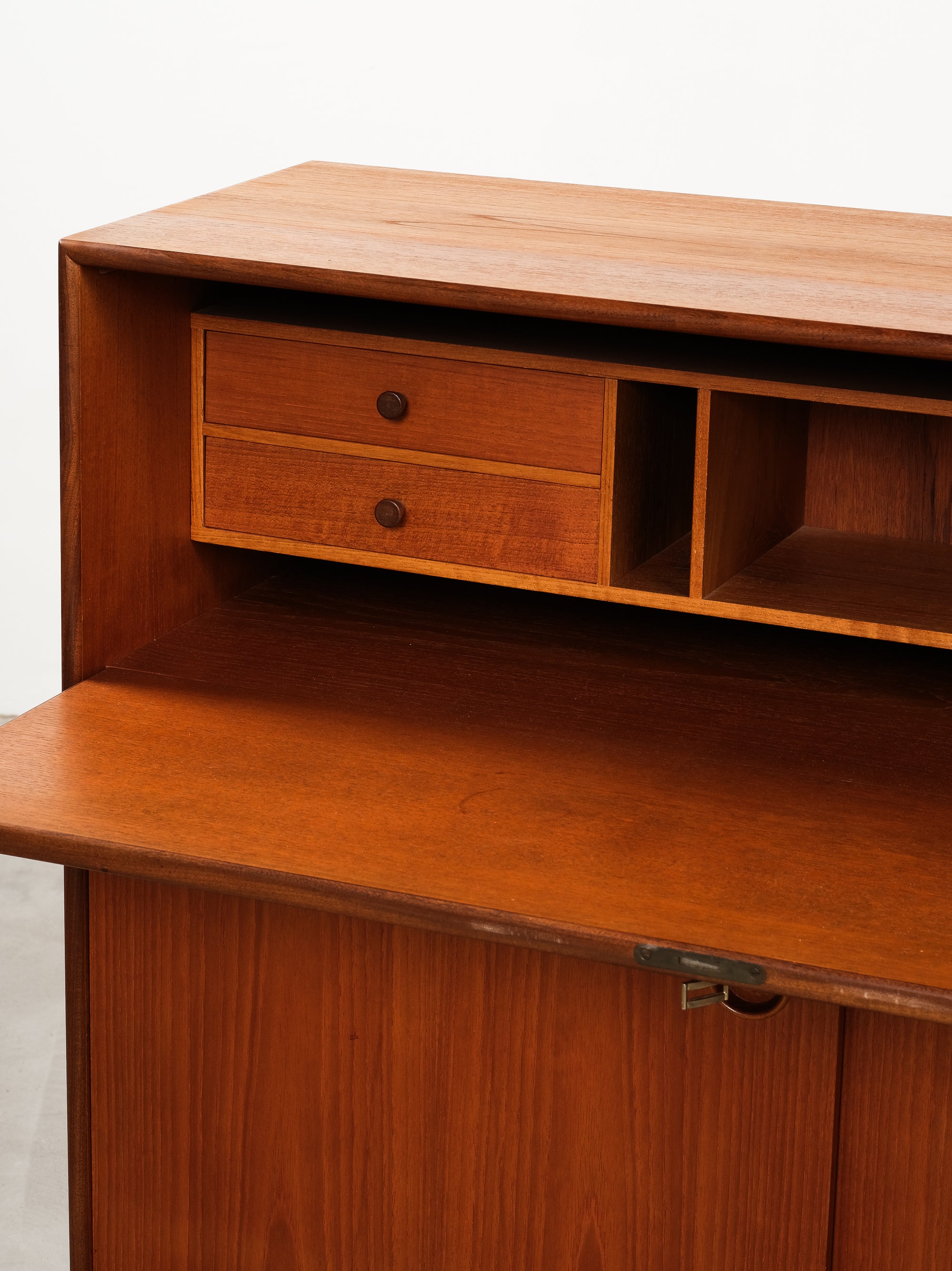 Teak Secretaire with Sliding Doors by Bräntorps, Sweden, 1950s