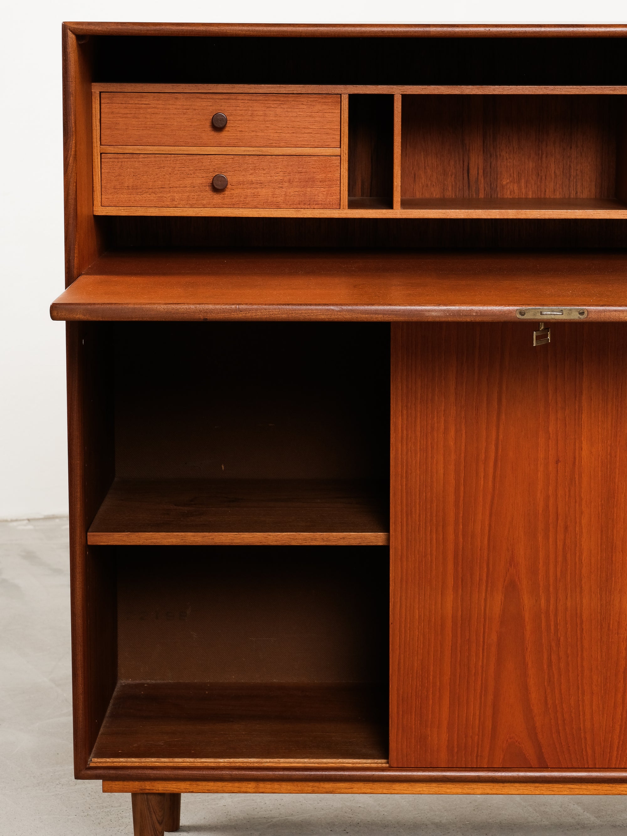 Teak Secretaire with Sliding Doors by Bräntorps, Sweden, 1950s